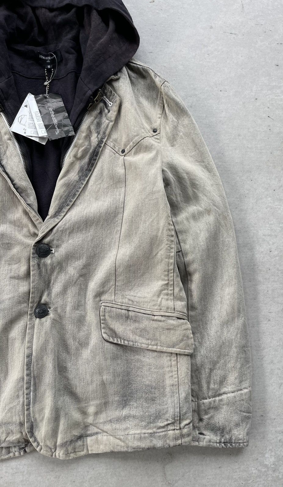 If Six Was Nine 🔥 In The Attic Homme Layered Style Hood Denim Jacket Size US M / EU 48-50 / 2 - 6 Thumbnail