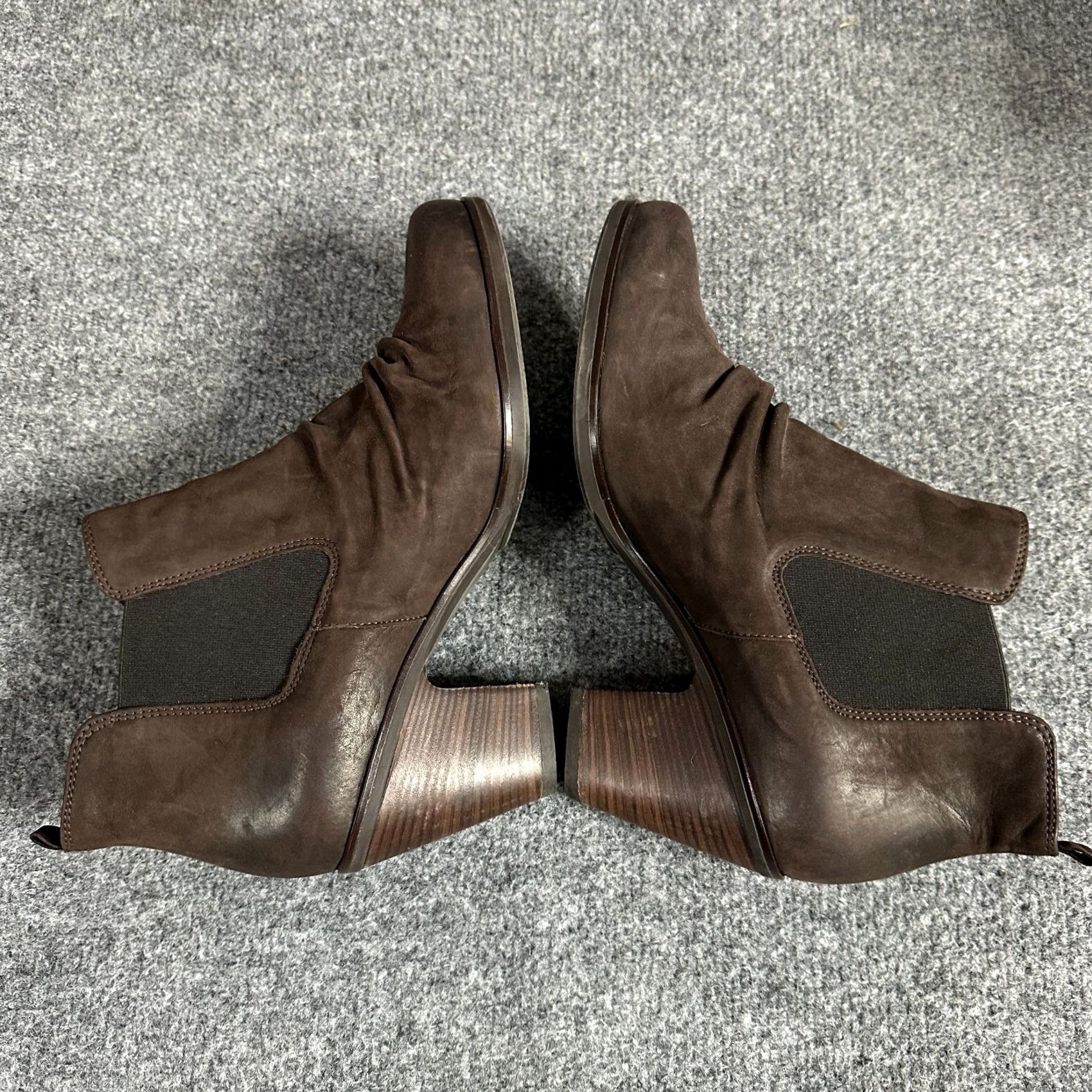 Vintage Paul Green Women's Chelsea Boots 8.5 Brown Leather Suede Slouchy Chelsea Mid Heel Boots Womens Pant? Size US 9 / IT 39 - 5 Thumbnail