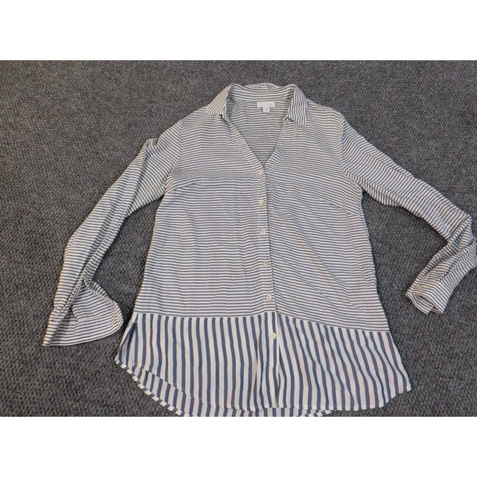 J. Jill J. Jill Blouse Tunic Womens XS Blue Geometric Rayon Casual Cap Sleeveless Button Collar Stretch Size XS / US 0-2 / IT 36-38 - 3 Thumbnail