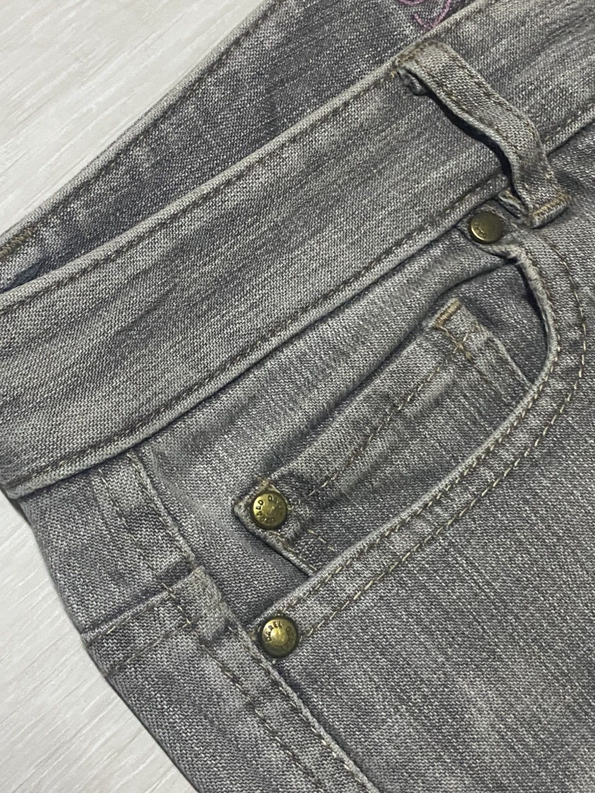 Japanese Brand Vintage Japanese Gerald Darel Grey Embroidery Flare Jeans Size US 30 / EU 46 - 10 Thumbnail