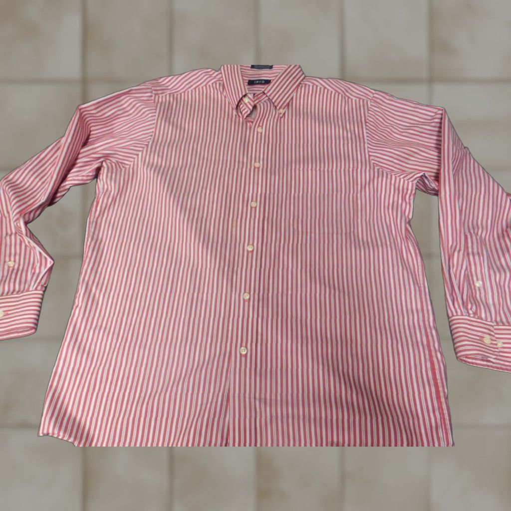 Izod IZOD Shirt Long Sleeve Red Striped Easy Care Button Up Classic Men L Size US L / EU 52-54 / 3 - 1 Thumbnail