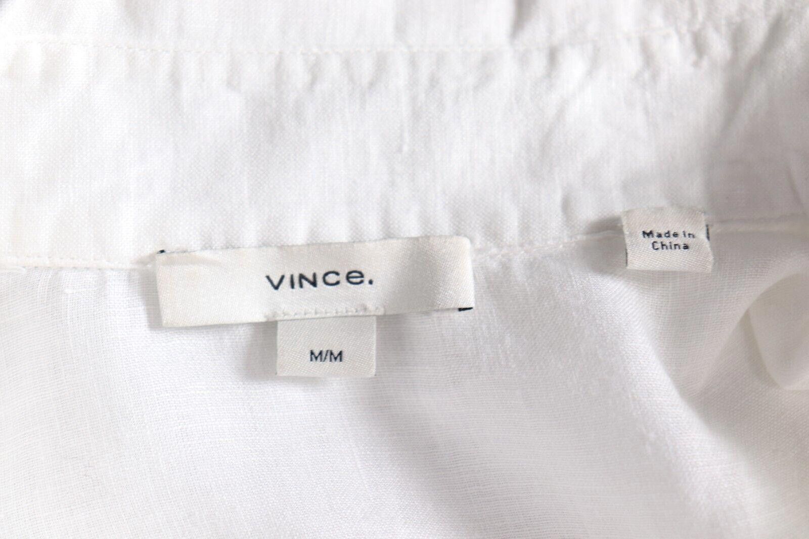 Vince Vince Medium White Long Sleeve Button Up Shirt Linen Blouse Size M / US 6-8 / IT 42-44 - 10 Thumbnail