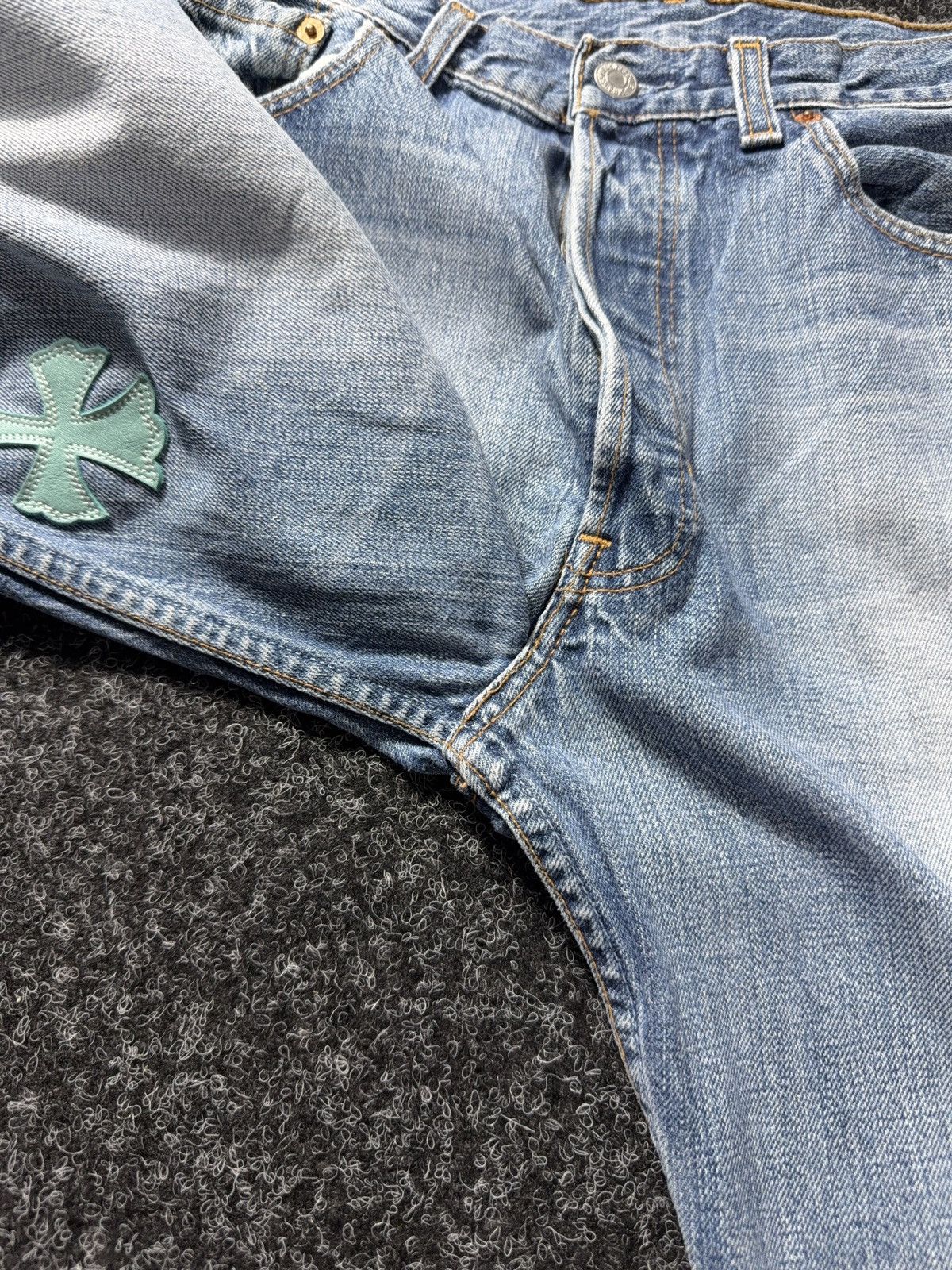 Levi's Vintage💥 90s ‼️Custom Chrome Hearts Style Cross Denim Jeans Size US 32 / EU 48 - 11 Thumbnail