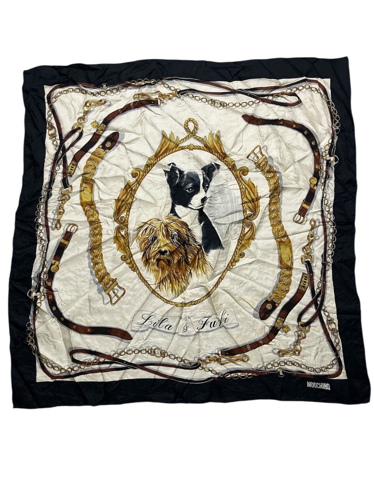 Moschino Moschino silk scarf featuring "Lila & Fufi" dog graphic Size ONE SIZE - 1 Thumbnail