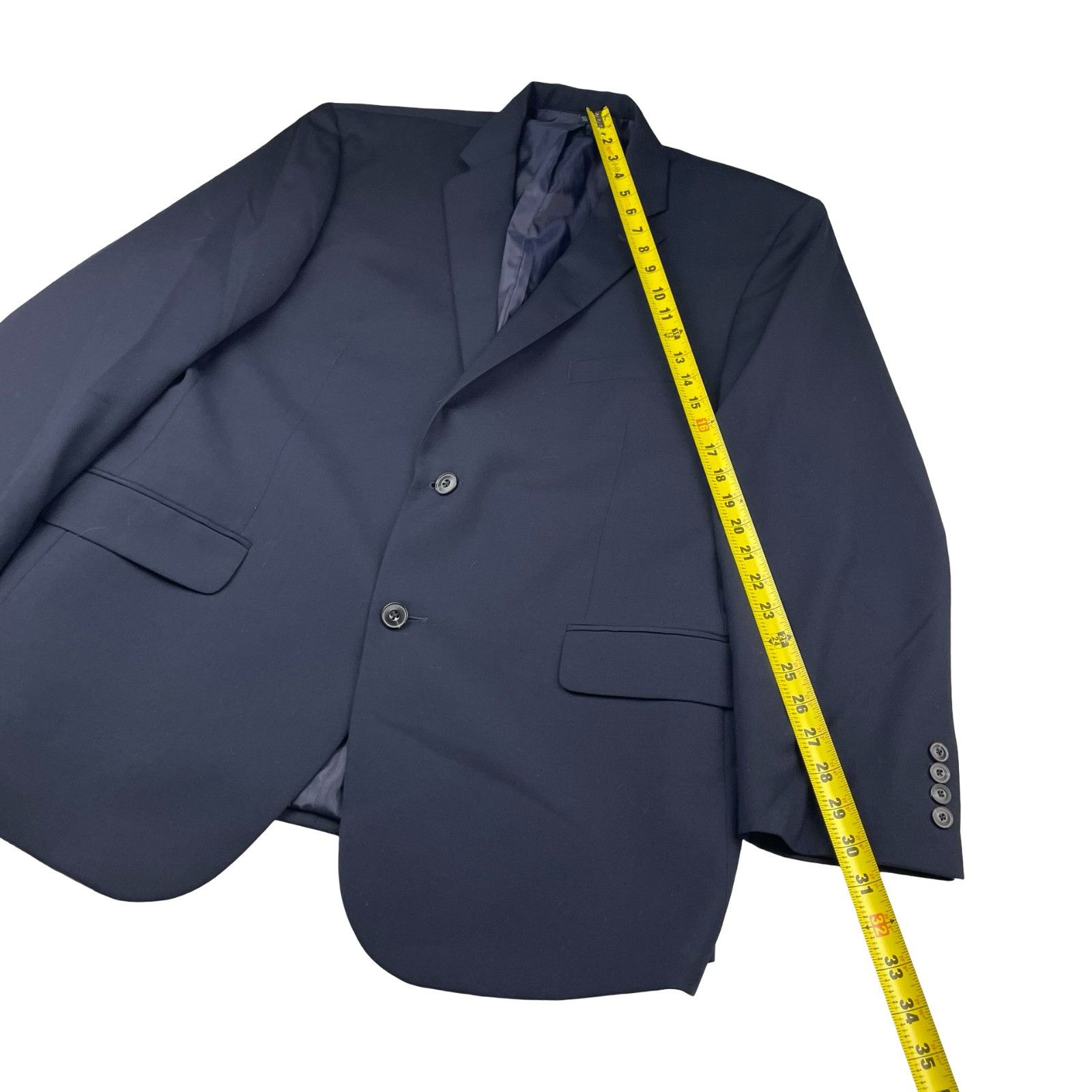 Jos. A. Bank Jos A Bank Men's Wool Blend 2-Button Tailored Fit Blazer Nav Size 46R - 10 Thumbnail