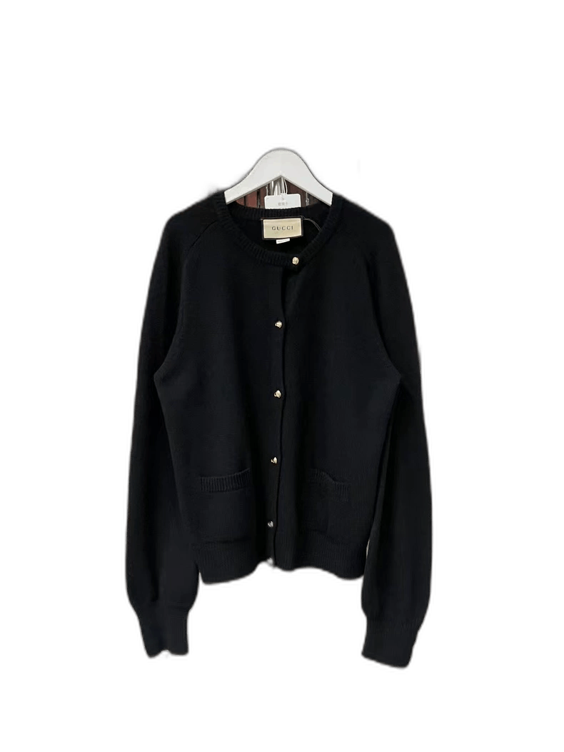 Gucci Gucci Black Wool Cardigan with Gold Buttons Size US M / EU 48-50 / 2 - 1 Thumbnail