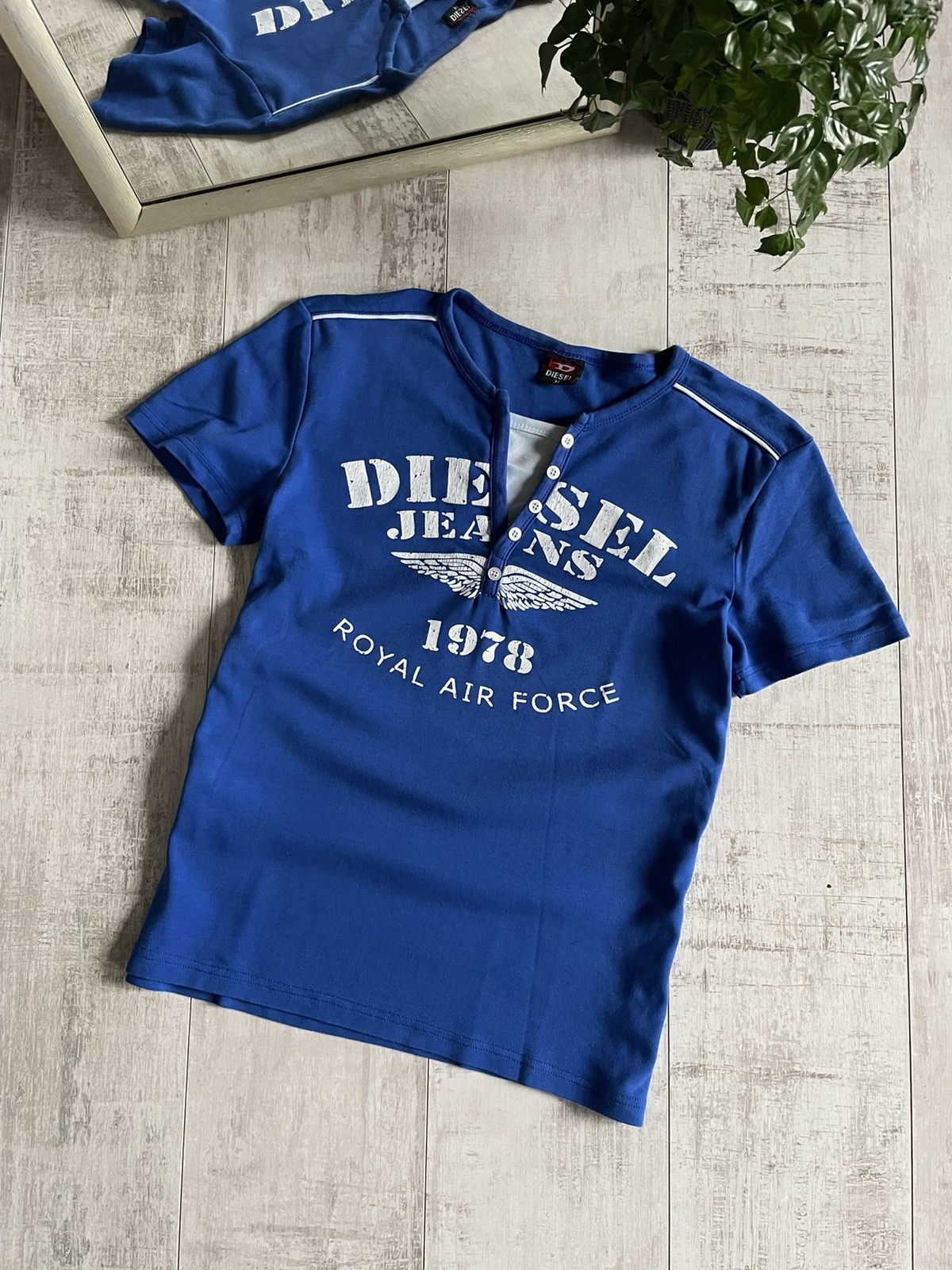 Diesel × Vintage Vintage Diesel 90's Air Force T-Shirt Blue Y2K