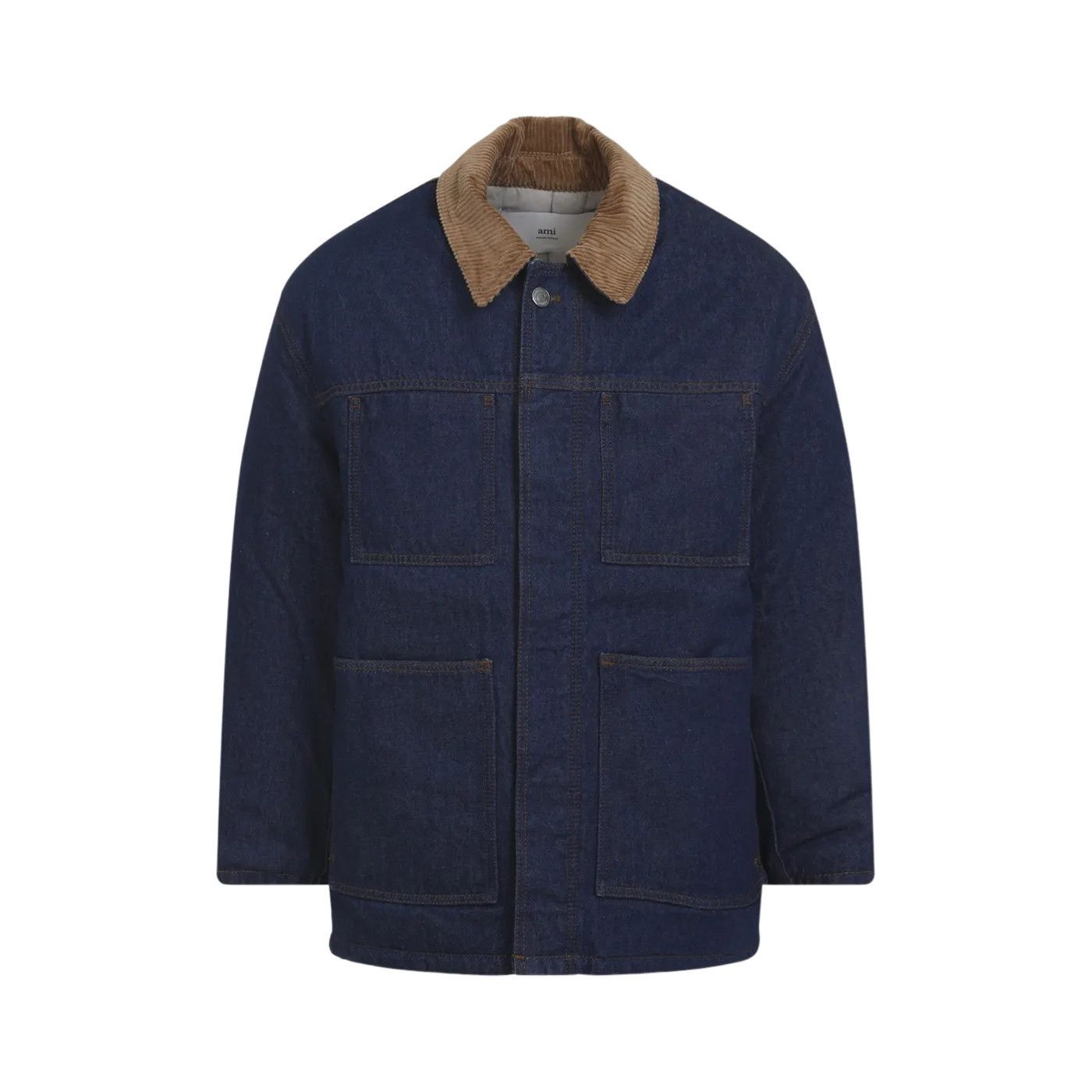 AMI PARIS Blue Cotton Jacket New