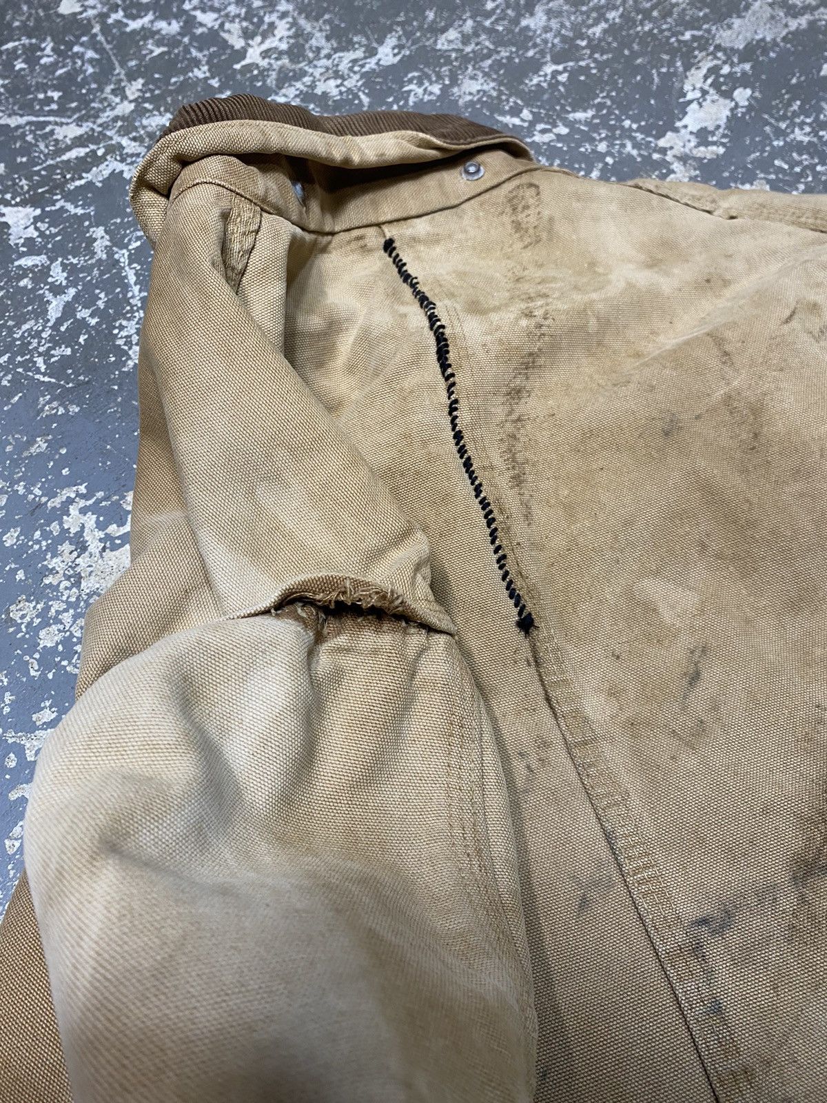 Carhartt × Vintage Vintage Carhartt Troy Blanket Thrashed Tan ChoreJacket 70s Size US XL / EU 56 / 4 - 10 Thumbnail