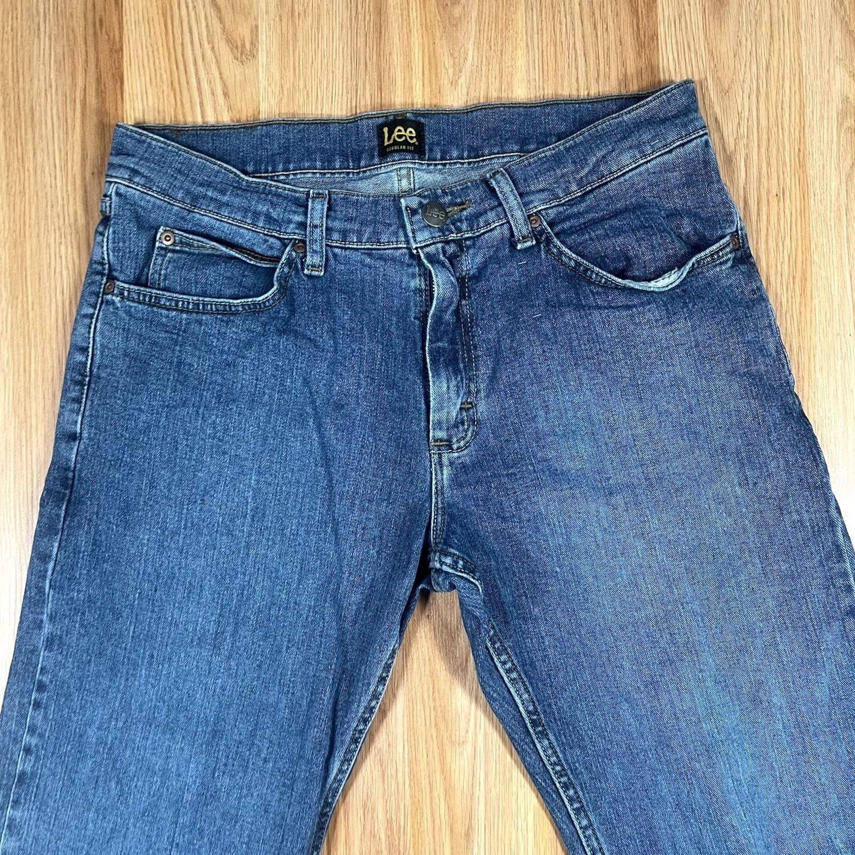 Lee Lee Jeans Mens Regular Fit Straight Leg Blue Stretch Denim Cotton Blend 33Wx30L Size US 33 - 2 Thumbnail