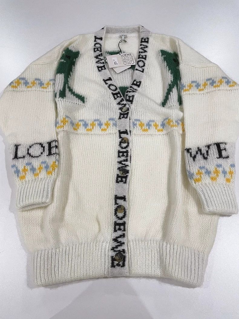 Loewe White Deer Pattern Cardigan - dmc