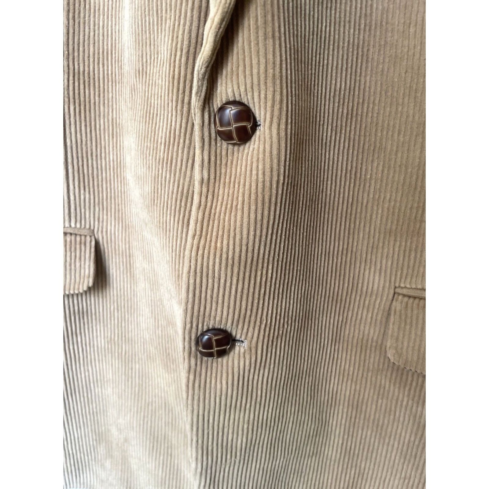 Ralph Lauren VINTAGE Lauren Ralph Lauren Sport Coat Blazer Mens 42R Corduroy Tan Two-Button Notch Lapel Regular Front Solid Beiges Size 42R - 4 Thumbnail