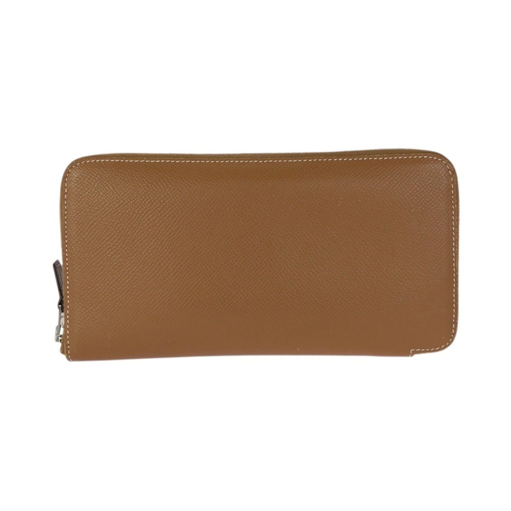 Hermes HERMES Azap Long Silk In Gold Brown Silver Hardware Veau Epsom Leather Wallet Round Zipper Y Stamp Women's Size ONE SIZE - 1 Thumbnail