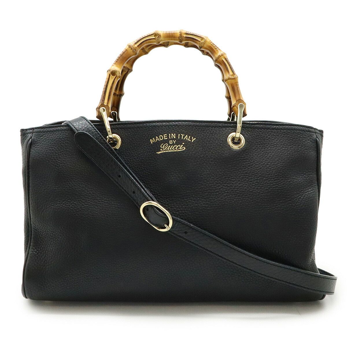 Gucci Gucci Bamboo Shopper Leather 2Way Bag Leather Shoulder Bag 323660 in Black, Women's