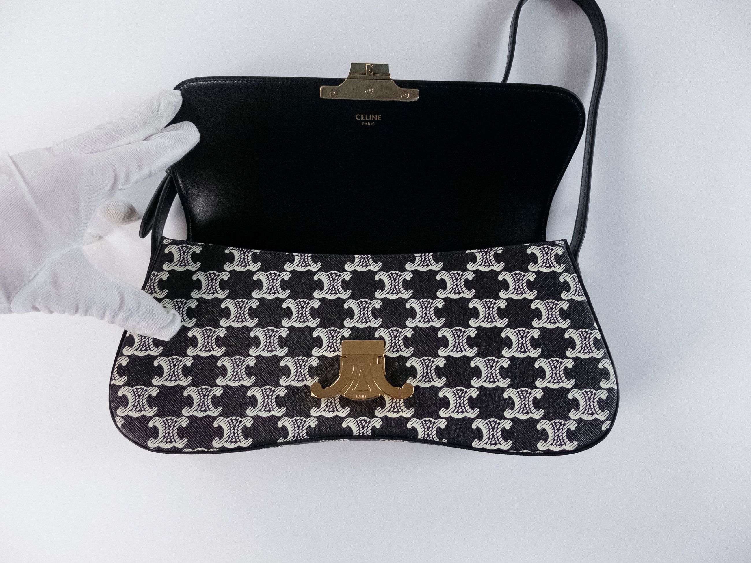 Celine CELINE Lola Triomphe medium black & white coated canvas bag Size ONE SIZE - 18 Thumbnail
