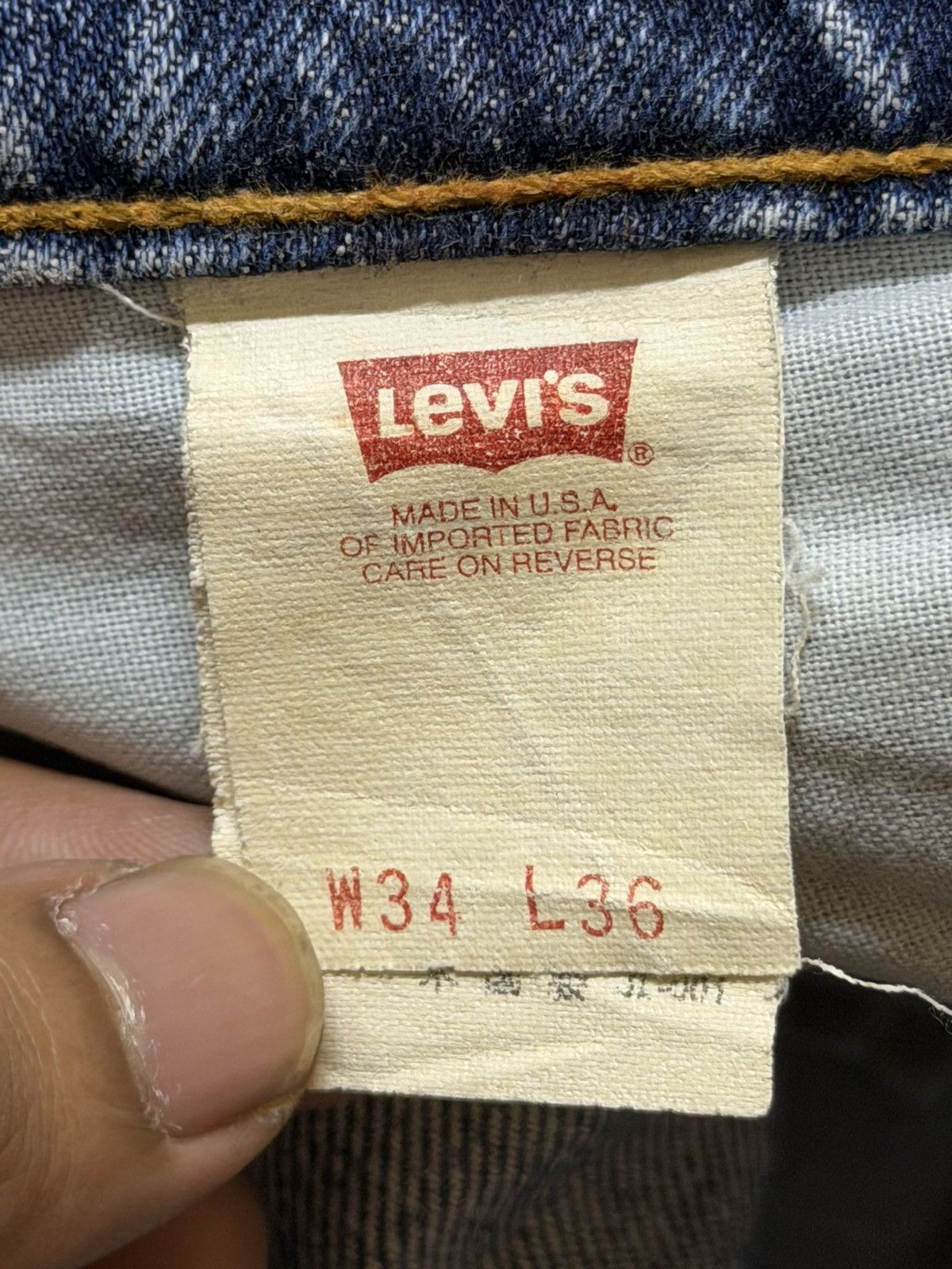 Levi's Vtg 80s Levis 519 Blue Faded Wash Distressed Straight Loose Size US 33 - 7 Thumbnail