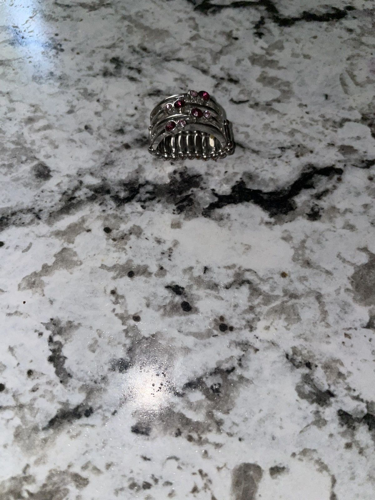 Other Silver ring with red stones Size ONE SIZE - 1 Thumbnail