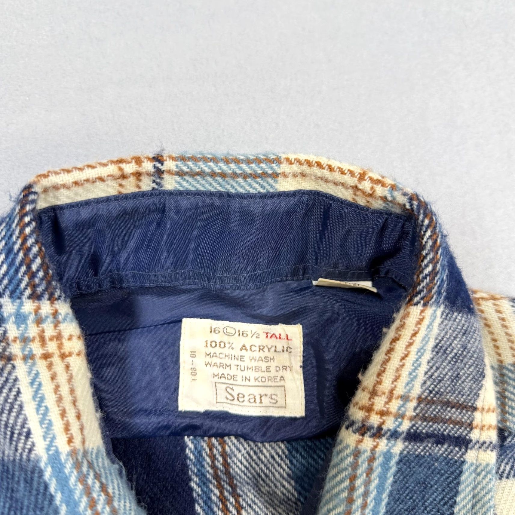 Sears VINTAGE Sears Shirt Mens LT Blue Plaid Flannel Button Long Sleeve Workwear Size US L / EU 52-54 / 3 - 2 Thumbnail