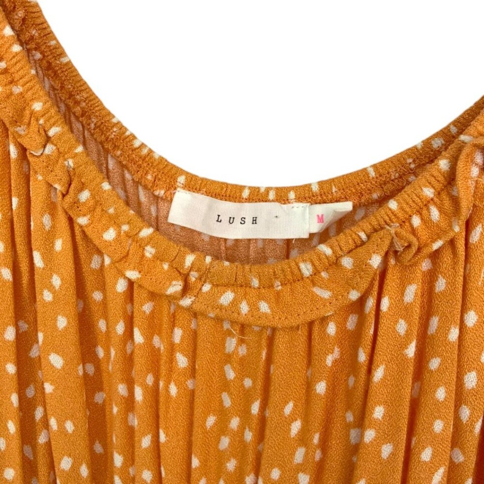 Other Lush Orange Dot Ruffle Sleeve Romper Size Medium NWOT Size 30" / US 8 / IT 44 - 2 Thumbnail