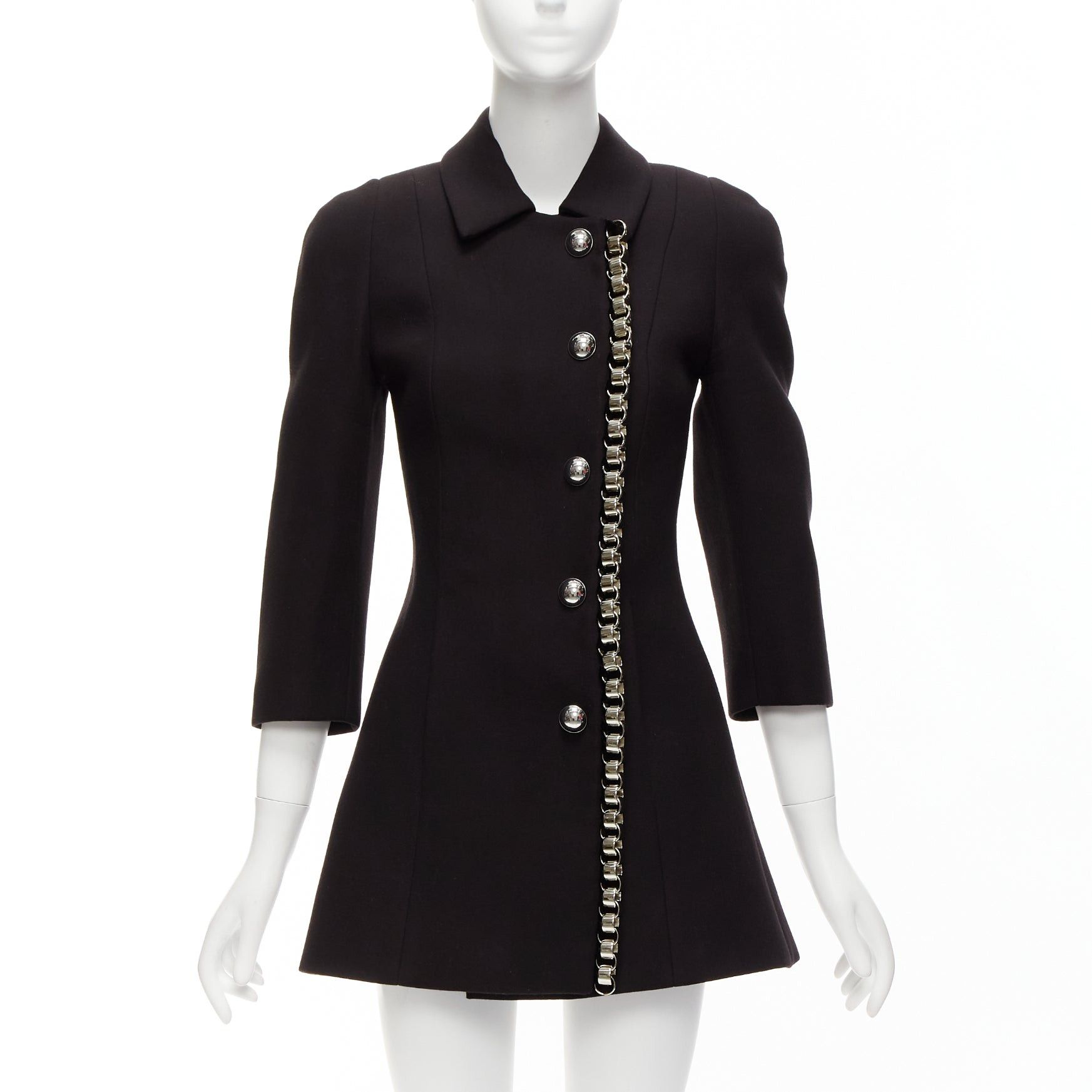 Other DAVID KOMA Runway Cady chunky chain trim black fit flare coat dress UK6 XS Size XS / US 0-2 / IT 36-38 - 1 Thumbnail