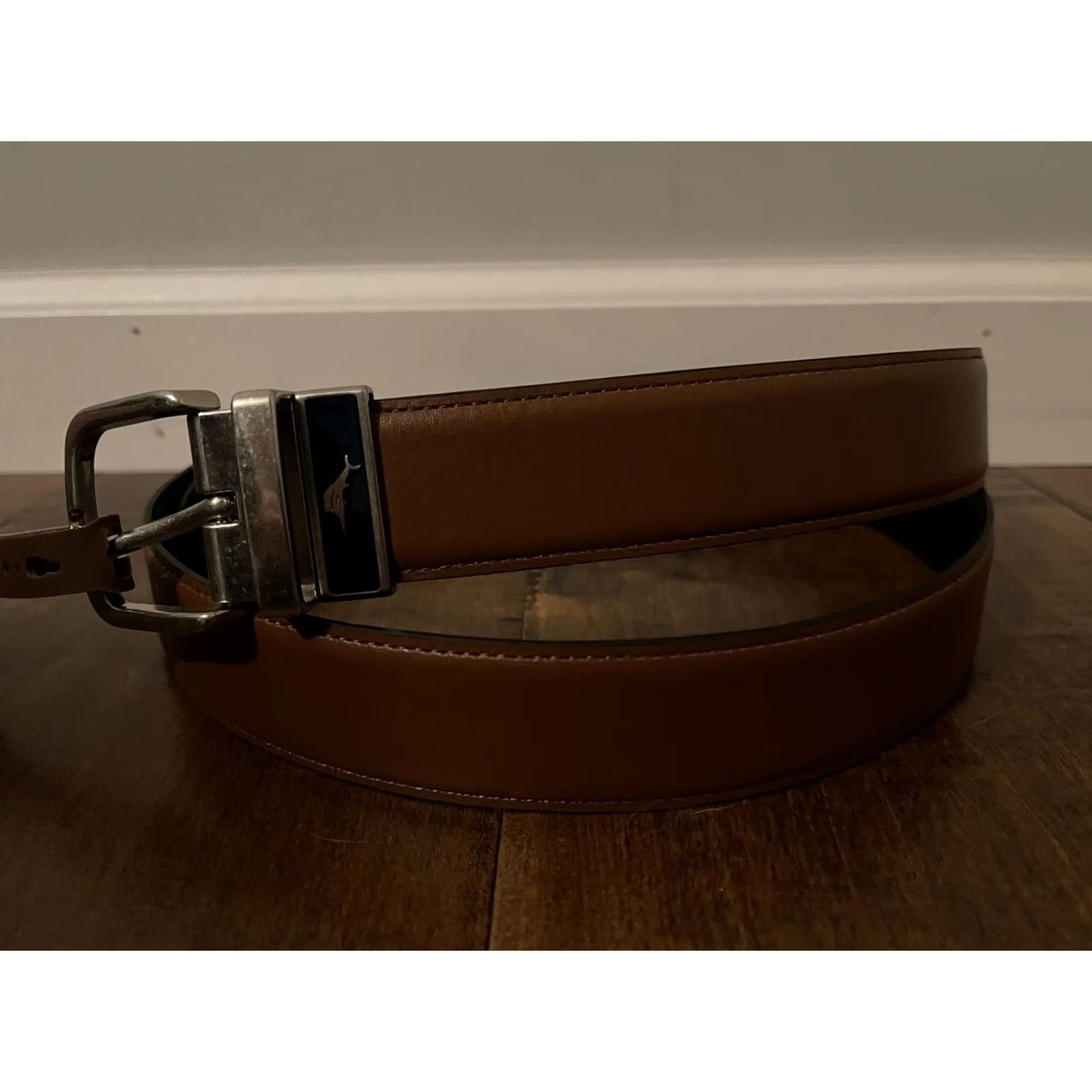 Tommy Bahama Tommy Bahama Leather Belt Reversible Black Brown Marlin Buckle Men's XL Size ONE SIZE - 3 Thumbnail