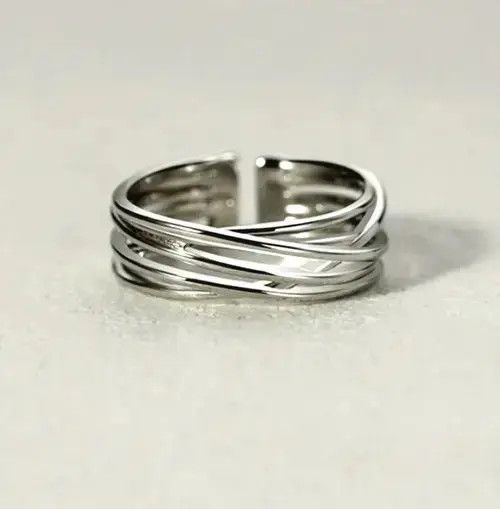 Designer × Japanese Brand Adjustable Punkrock Shiny Tiny Bird Nest Silver Ring Size ONE SIZE - 1 Thumbnail