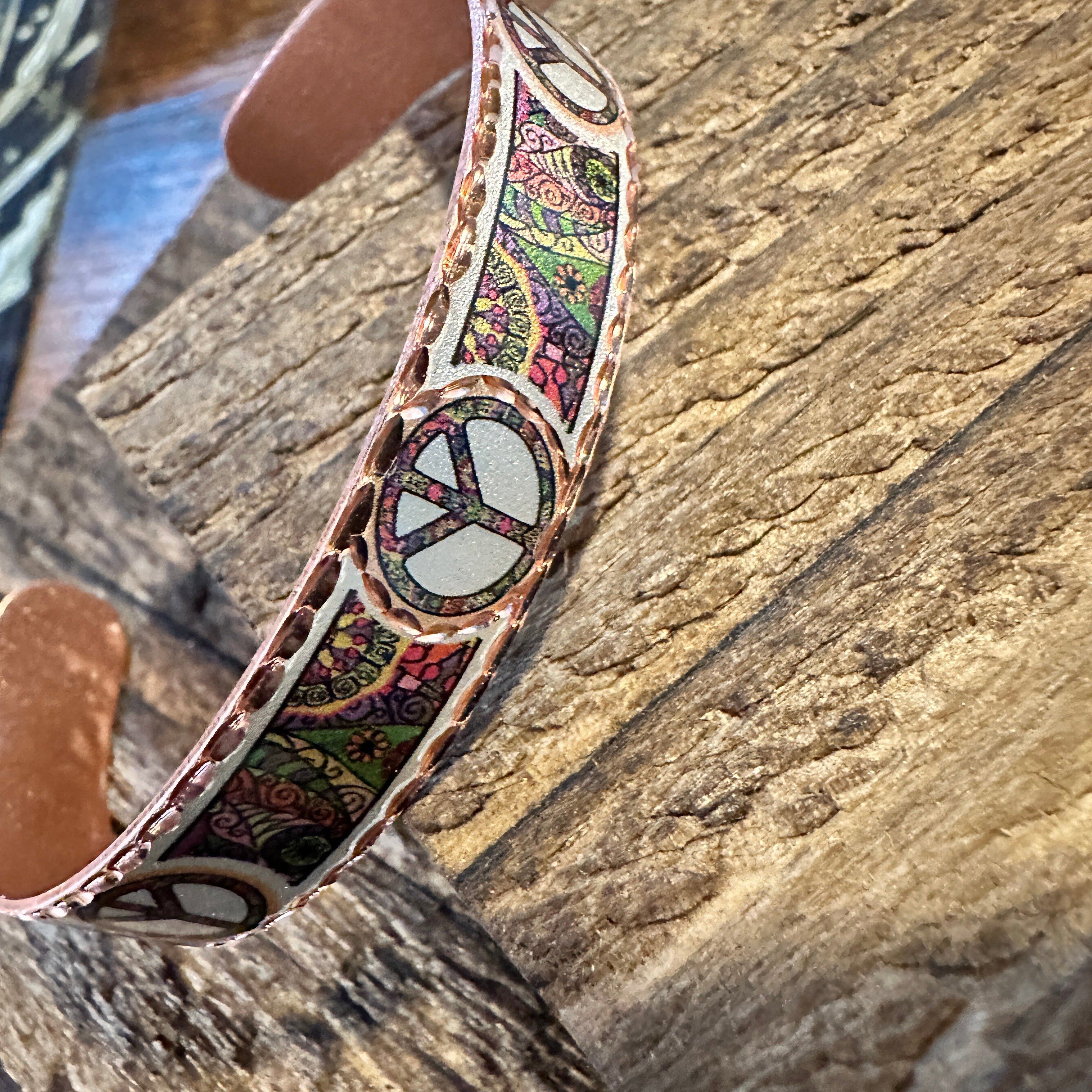 Other Handmade Boho Copper Narrow Cuff Bracelet, Diamond Cut Hippi Size ONE SIZE - 2 Thumbnail