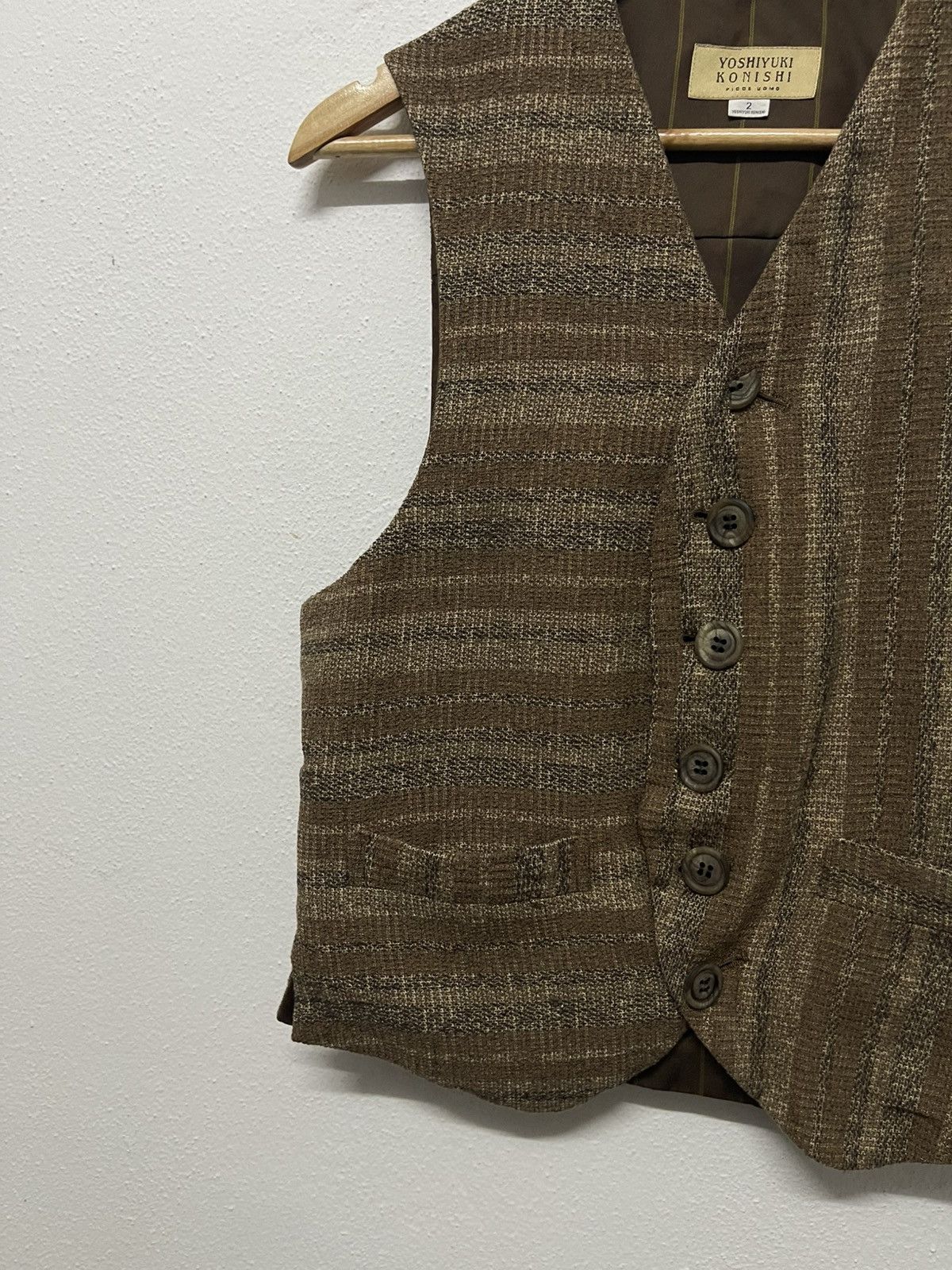 Japanese Brand × Vintage × Yoshiyuki Konishi 90s YOSHIYUKI KONISHI FICCE UOMO WOOL MIX SILK WESTERN VEST Size US M / EU 48-50 / 2 - 4 Thumbnail