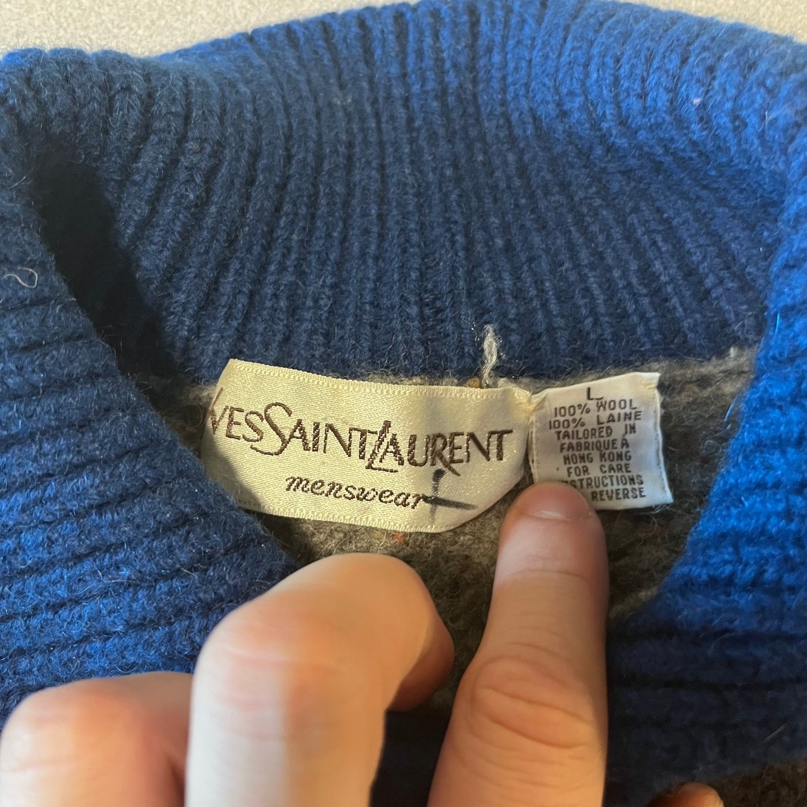 Yves Saint Laurent Yves Saint Laurent Mens Gray Wool Sweater – Size L Size US L / EU 52-54 / 3 - 3 Thumbnail