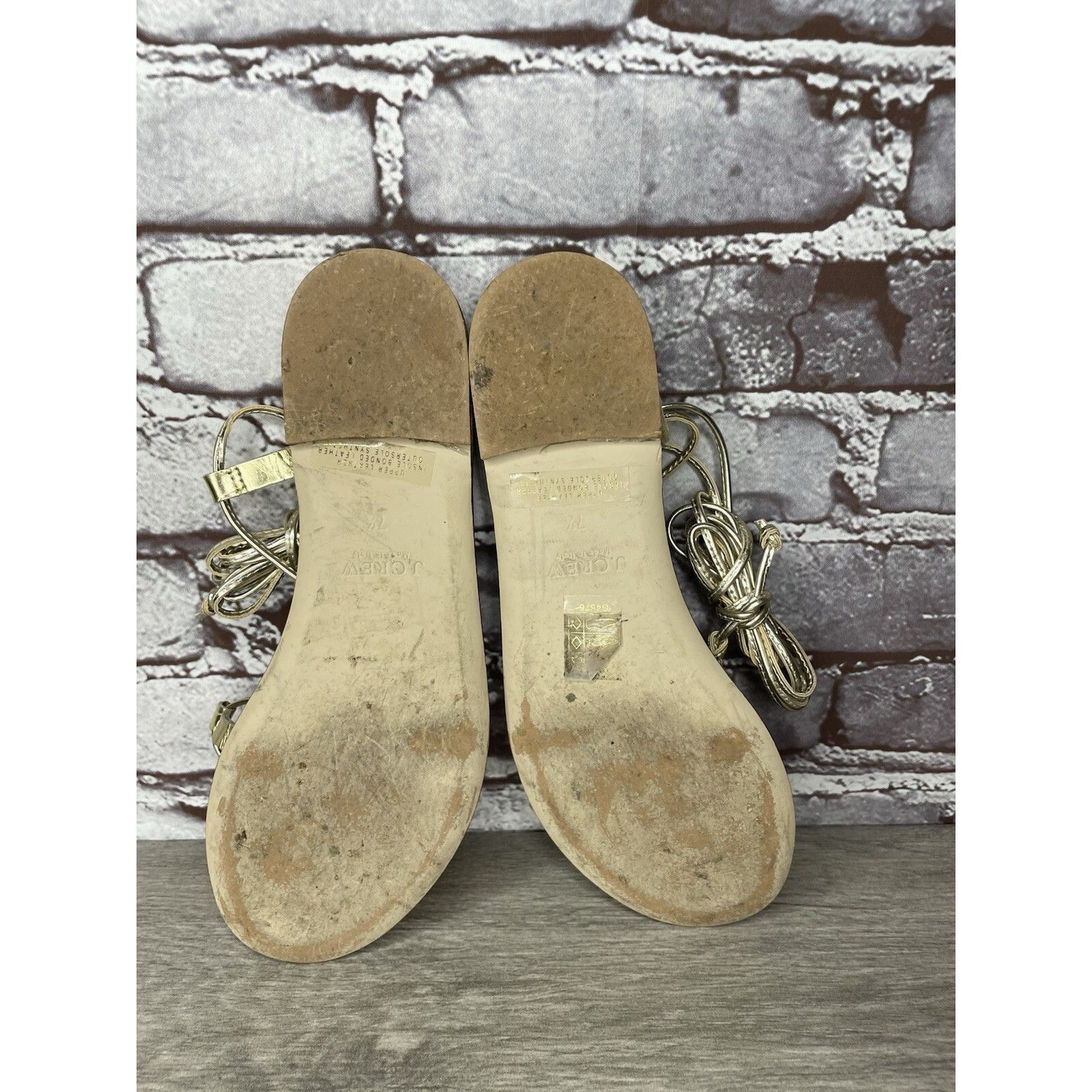 J.Crew J. Crew Metallic Gold Leather Ankle Wrap Around Sandals Wome Size US 7.5 / IT 37.5 - 7 Thumbnail