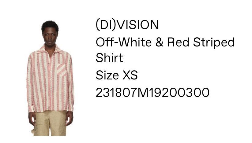 (di)vision (di)vision Striped Off-white shirt Size US XS / EU 42 / 0 - 4 Thumbnail