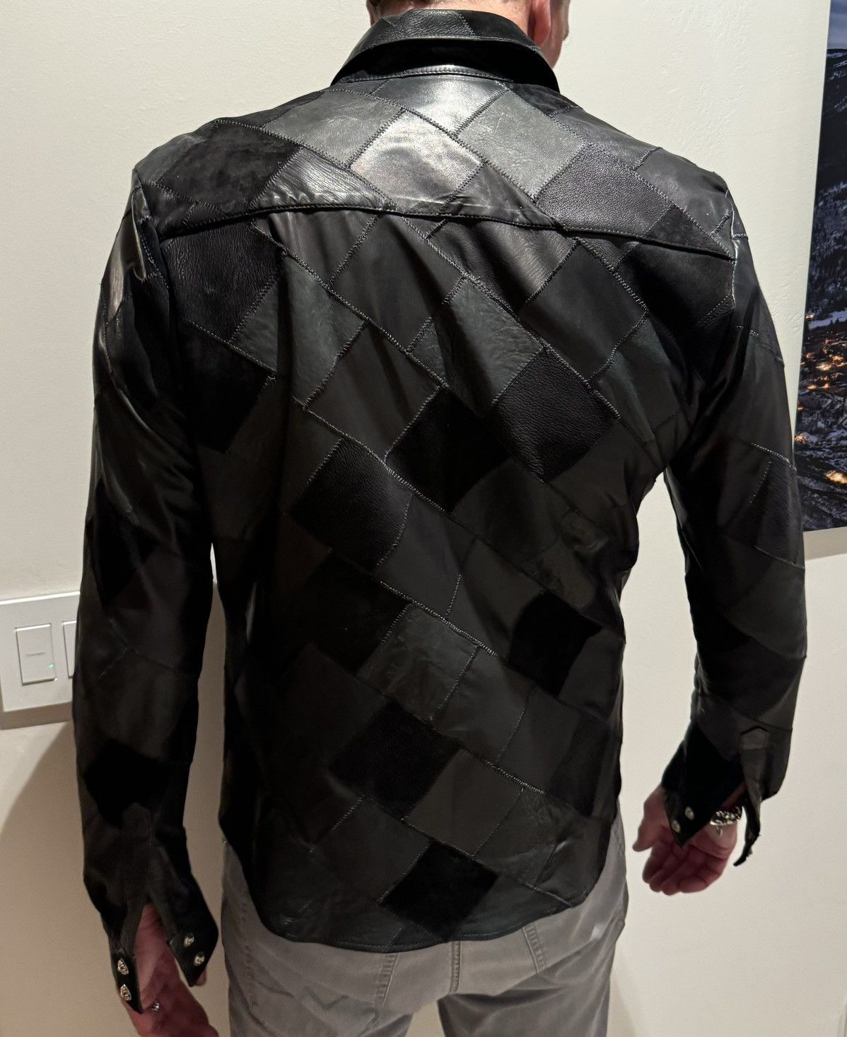 Chrome Hearts Chrome Hearts Leather Patchwork Shirt RARE Size US L / EU 52-54 / 3 - 4 Thumbnail