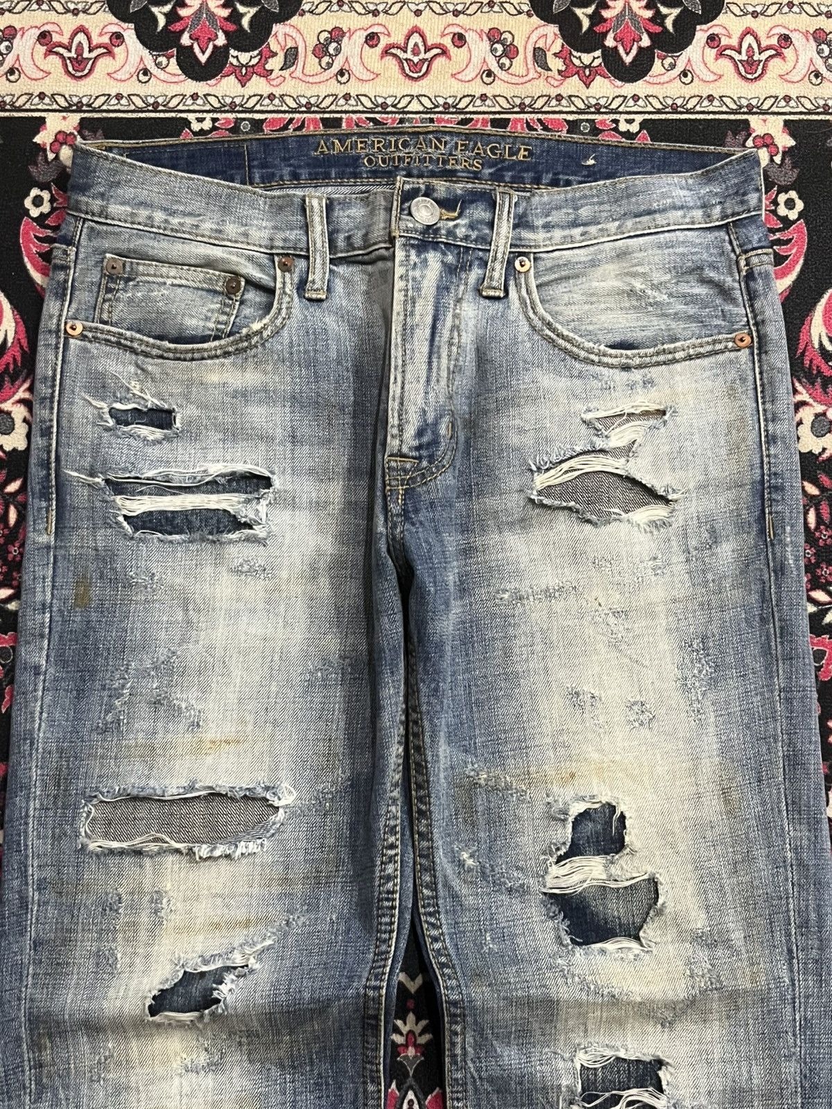American Eagle Outfitters ⚡️Distressed⚡️American Eagle Outfitters Slim Straight Jeans Size US 30 / EU 46 - 4 Thumbnail