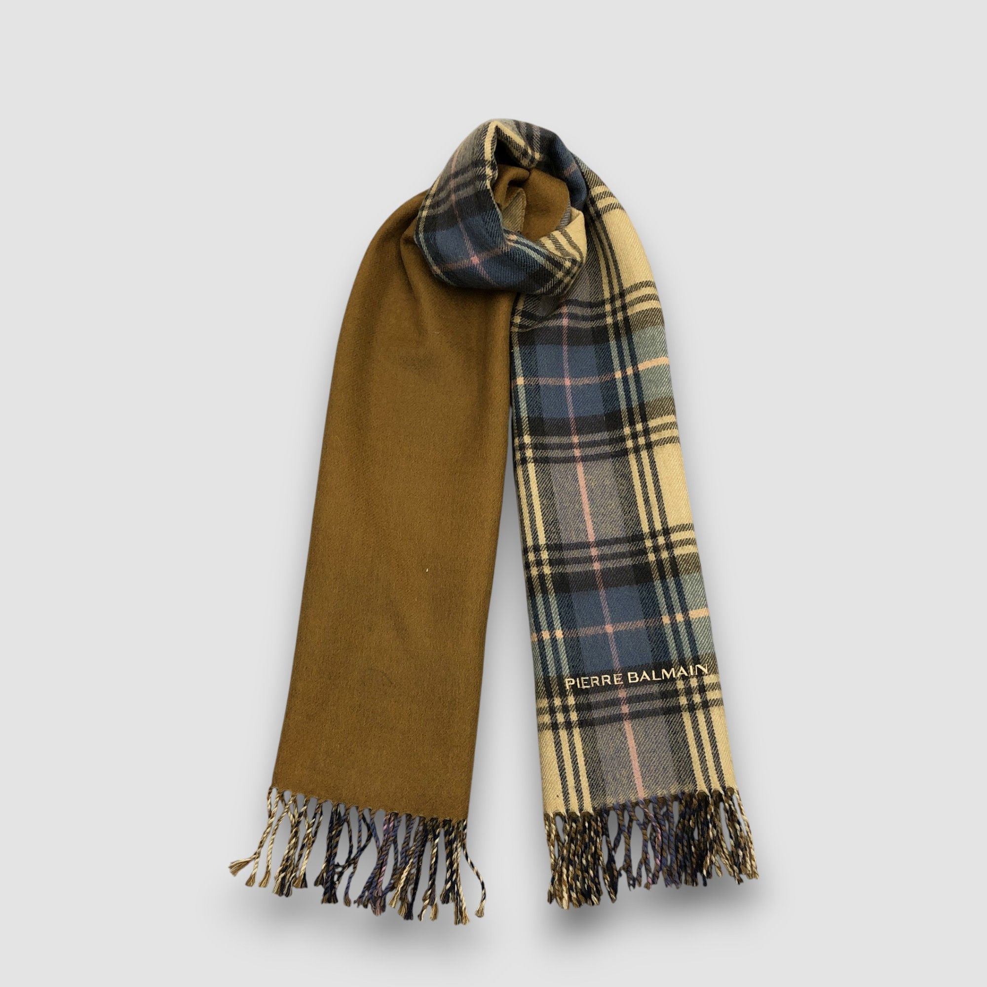Japanese Brand Vintage Pierre Balmain Scarf Muffler Wool Plaid Neck Scarves Size ONE SIZE - 1 Thumbnail