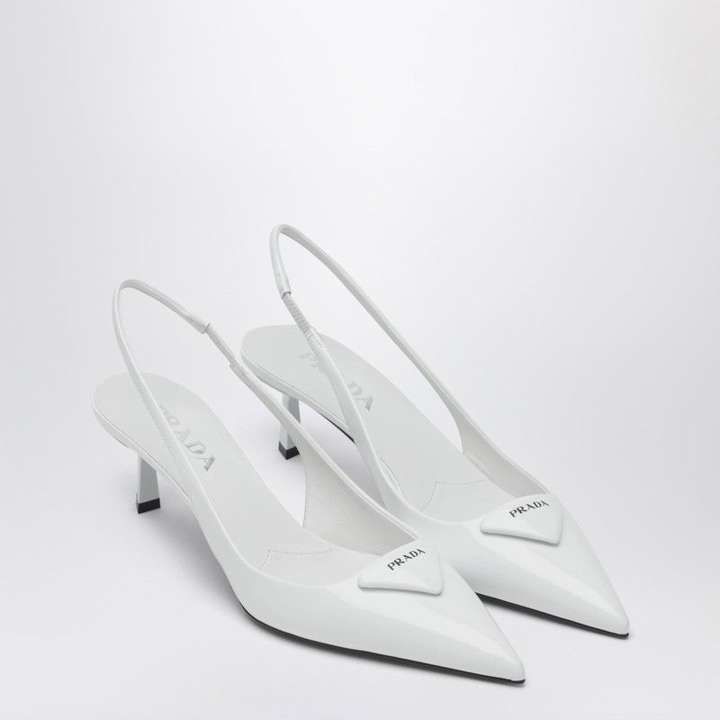 Prada Prada White Patent Leather Slingback Pumps Size US 6.5 / IT 36.5 - 1 Thumbnail