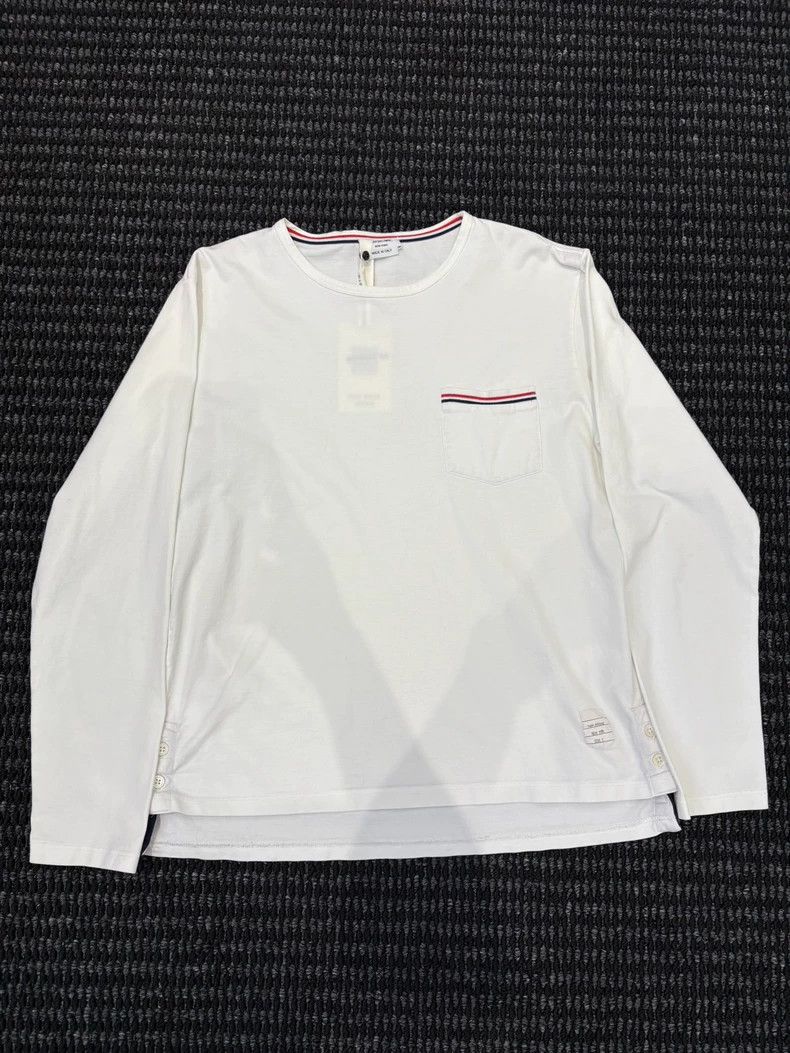 Thom Browne Thom Browne White striped long-sleeved T-shirt Size US M / EU 48-50 / 2 - 1 Thumbnail