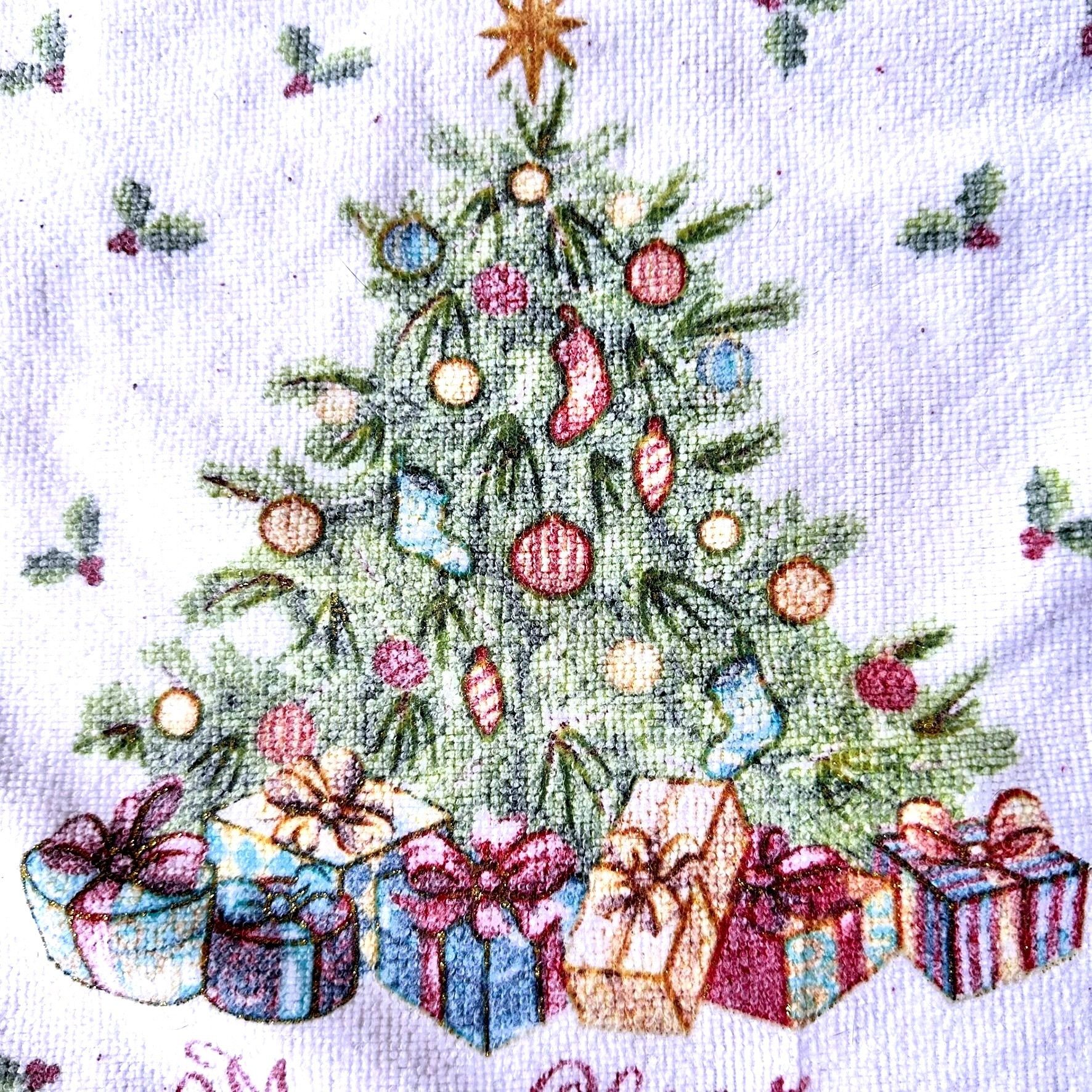 Vintage Vintage Kitchen Dish Hand Towel Christmas Tree Gold Flitter Size ONE SIZE - 3 Thumbnail