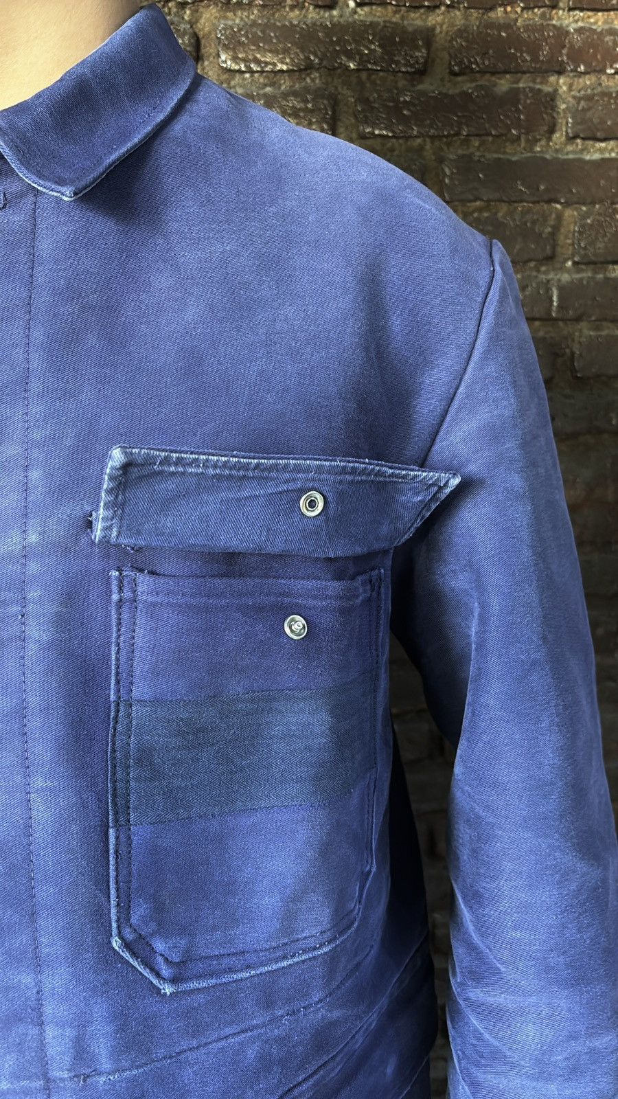 Vintage German Moleskin Work Jacket in Blue, Men's — image 4 of 5