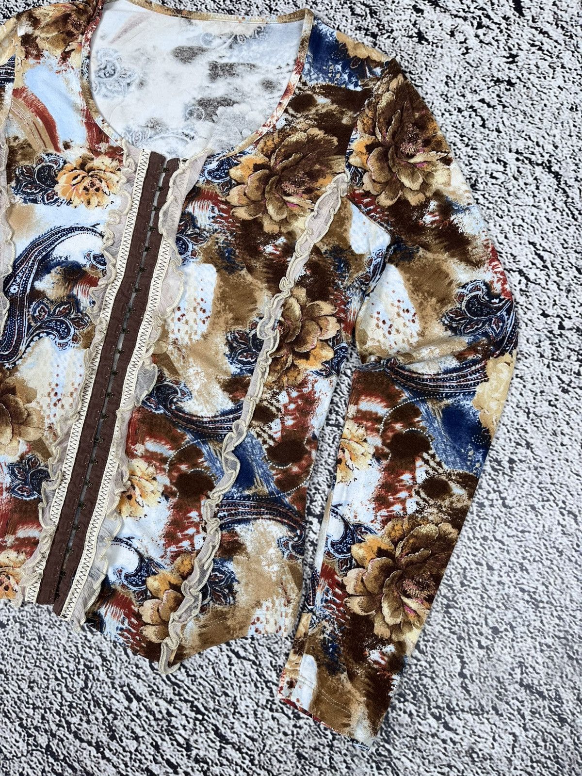 Japanese Brand Vintage Floral Longsleeve Light Cardigan Printed Art Size S / US 4 / IT 40 - 4 Thumbnail