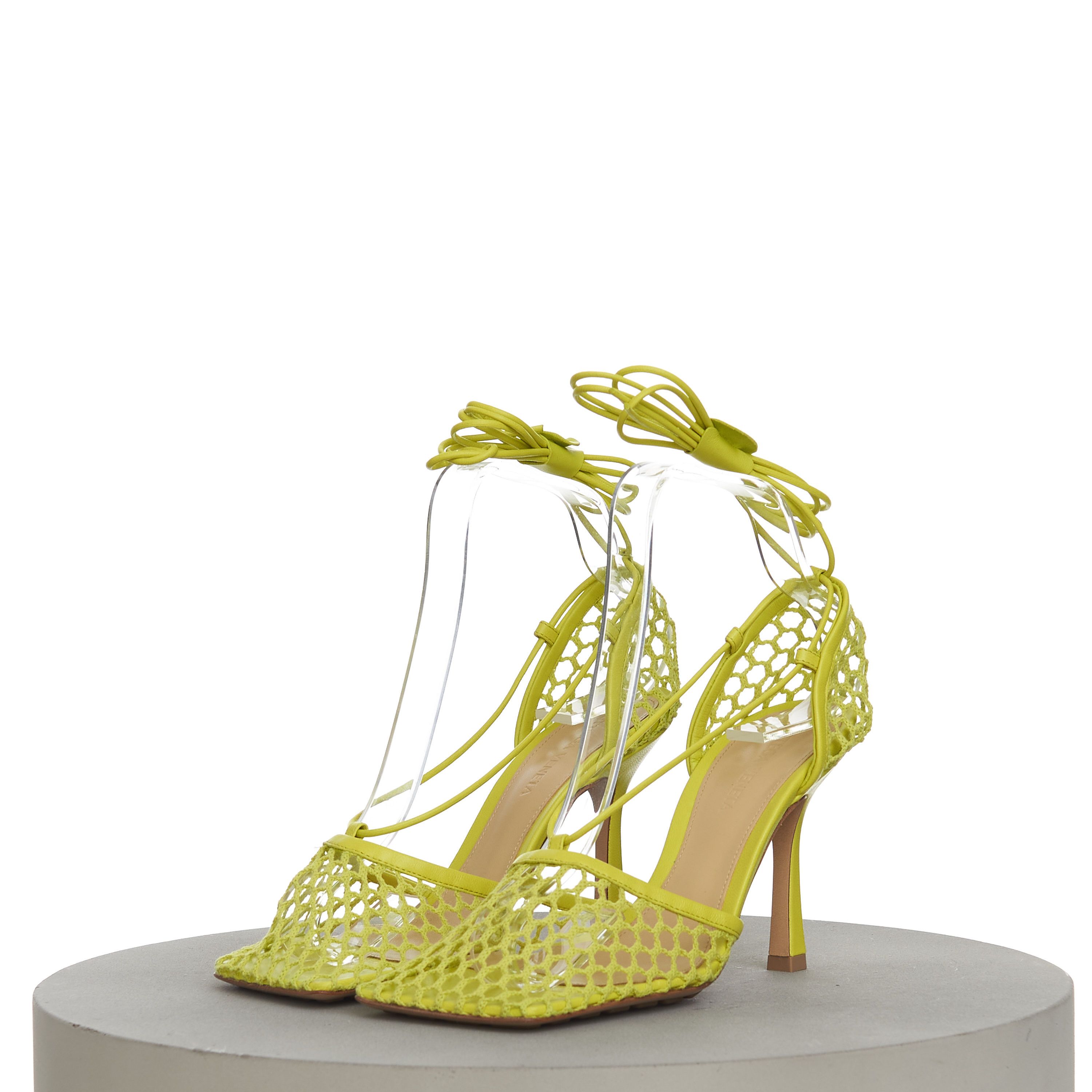 Bottega Veneta Stretch Sandals In Kiwi Green Mesh & Leather Size US 6.5 / IT 36.5 - 4 Thumbnail