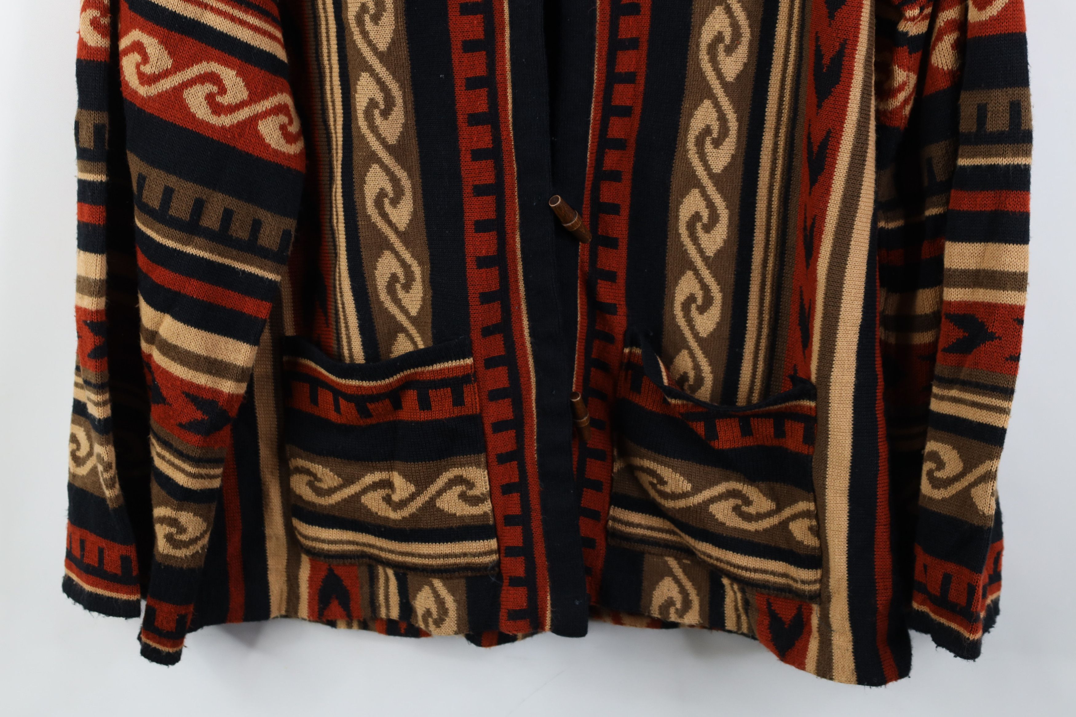 Vintage Vintage 60s 70s Boho Chic Babydoll Button Hooded Sweater Size M / US 6-8 / IT 42-44 - 3 Thumbnail