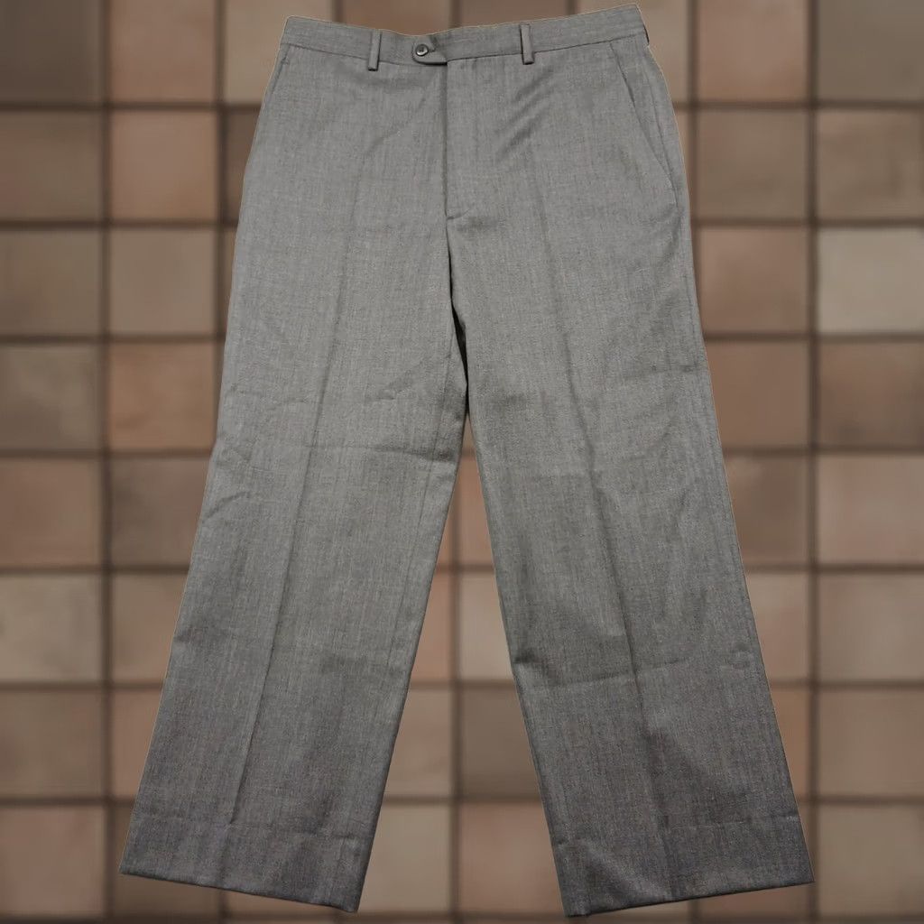 Zanella Zanella Mens Dress Pants 34 Gray Wool Italy Benny Herringbone Stretch Flat Front Workwear Trousers Size US 34 / EU 50 - 1 Thumbnail