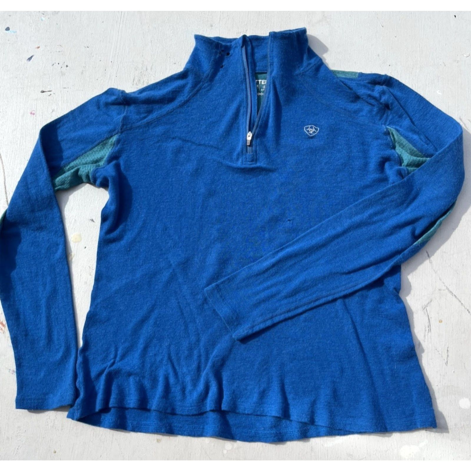 Ariat Ariat Tek Sweater Blue Pullover L Merino Wool 1/4 Zip 90s Outdoor Hiking Mens Regular Pullover Size US L / EU 52-54 / 3 - 7 Thumbnail