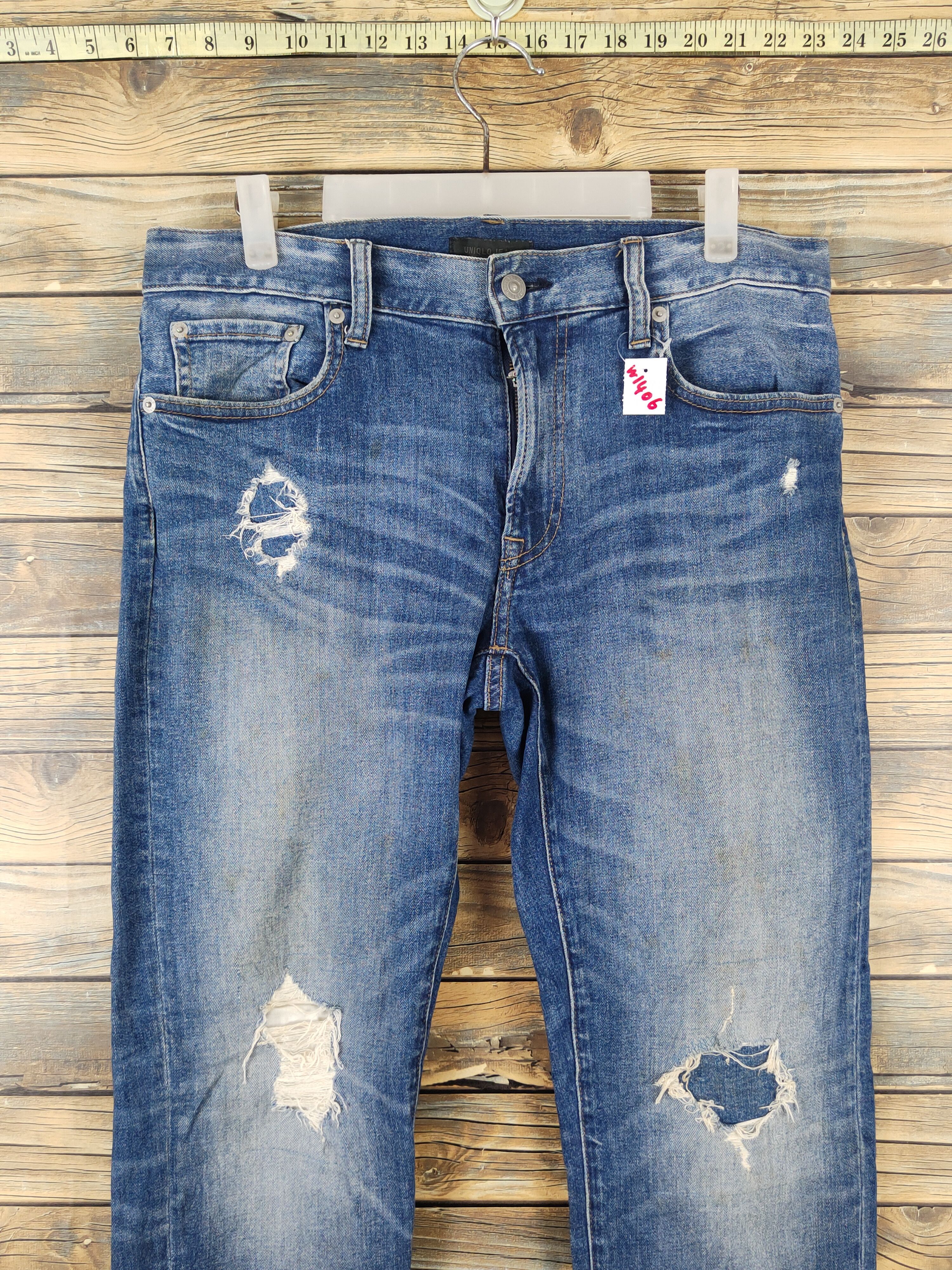 Japanese Brand Uniqlo japan Blue Distressed Ripped Jeans #W1406 Size US 32 / EU 48 - 2 Thumbnail