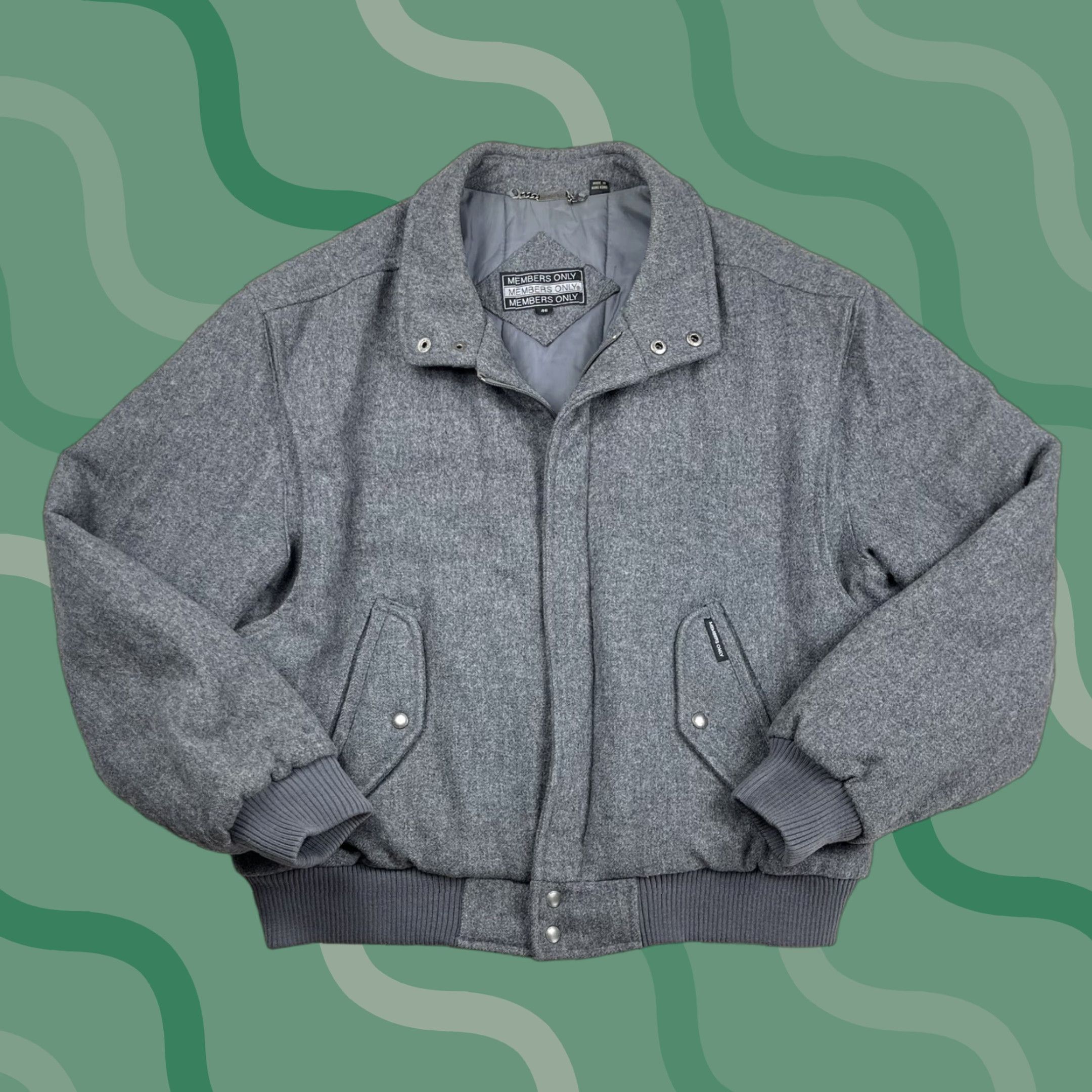 Members Only VINTAGE Members Only Mens Wool Bomber Jacket Sz 46 XL Gray Tweed Quilted 90s Size US S / EU 44-46 / 1 - 1 Thumbnail