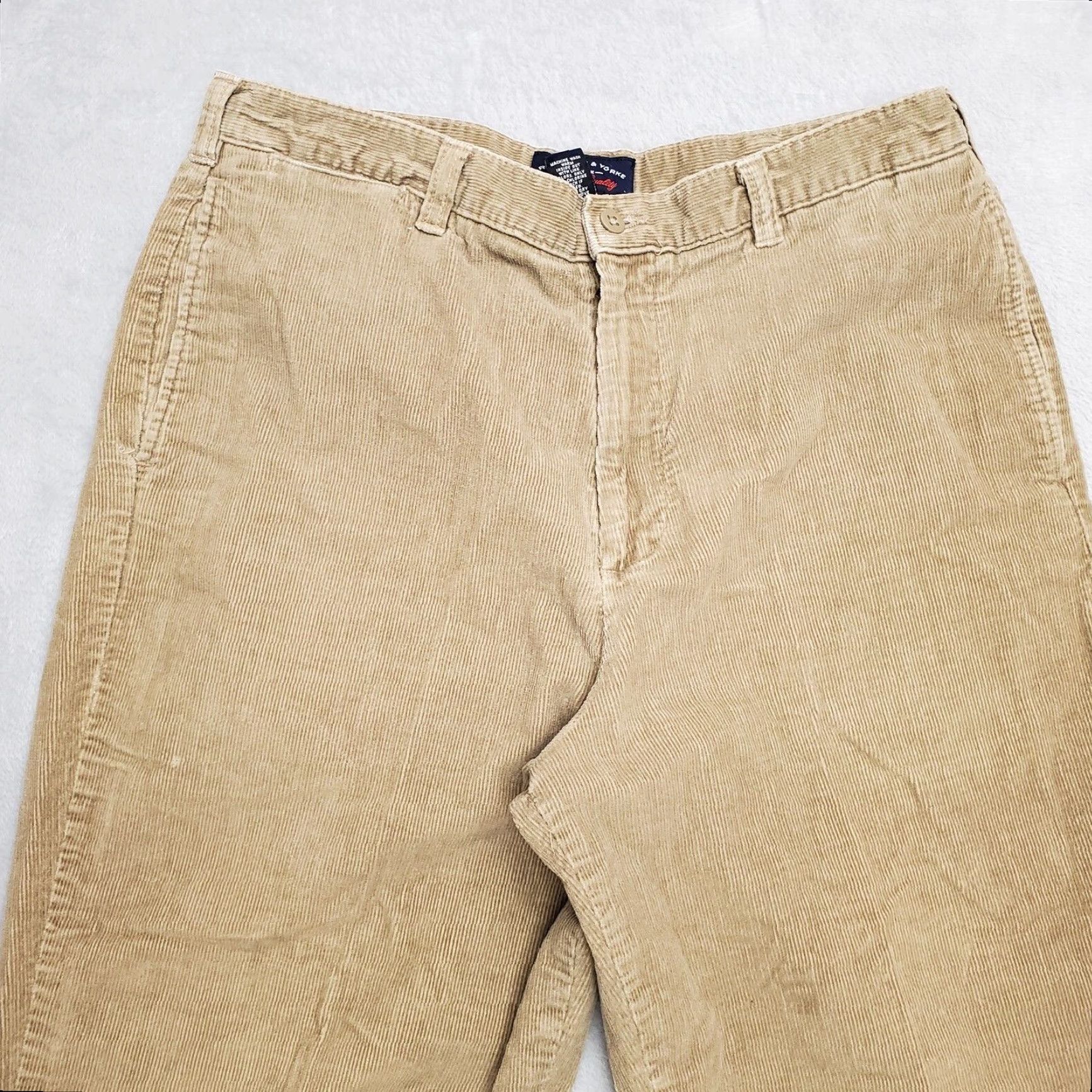 Vintage VINTAGE Roundtree Yorke Pants Mens 36 Regular Brown Corduroy Loose Fit Chino Zip Front Pockets Straight Front Men Size US 36 / EU 52 - 3 Thumbnail