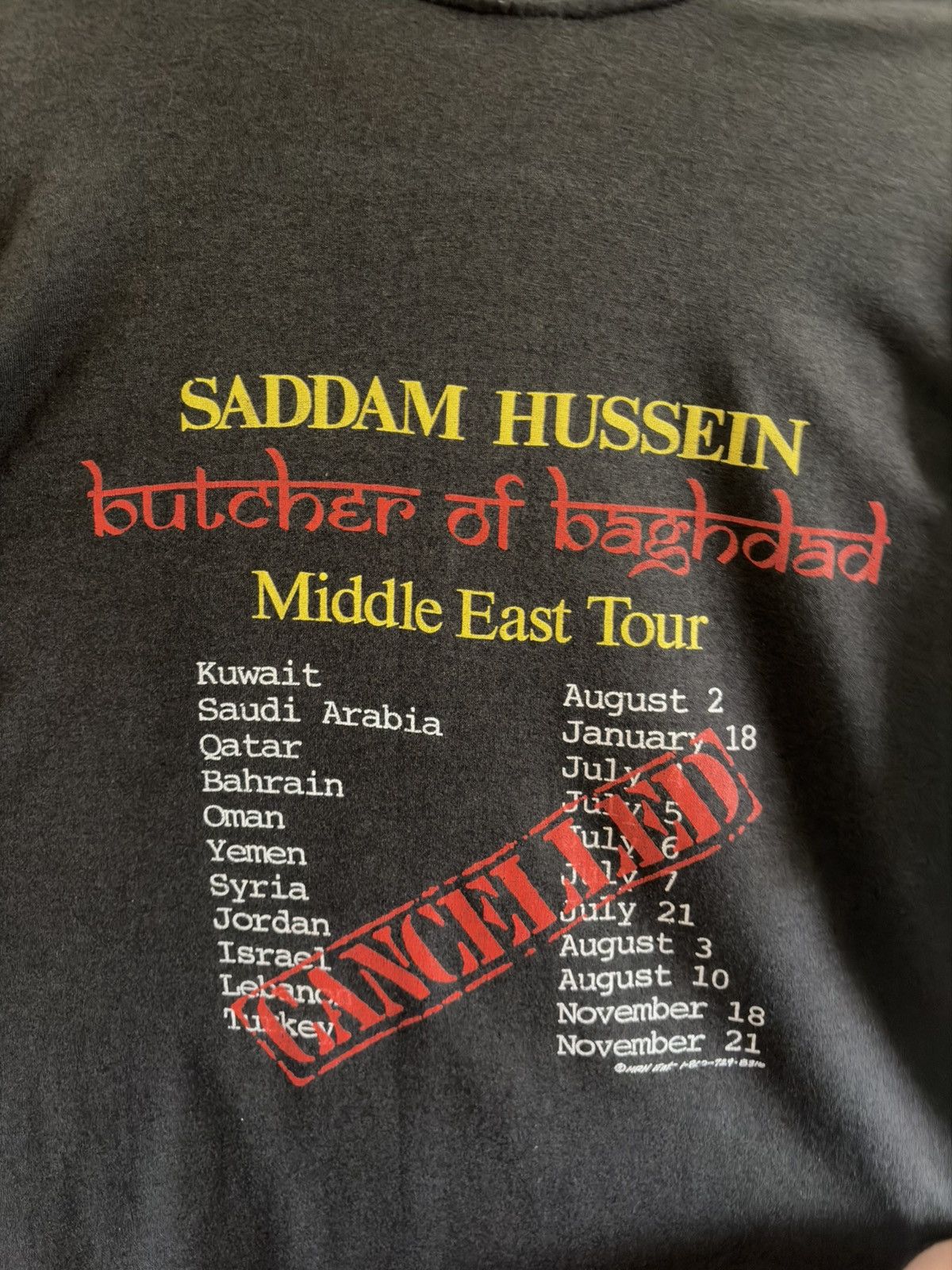 Vintage Faded Vintage 1991 Saddam Hussein Tour/Desert Storm Tee Size US L / EU 52-54 / 3 - 4 Thumbnail