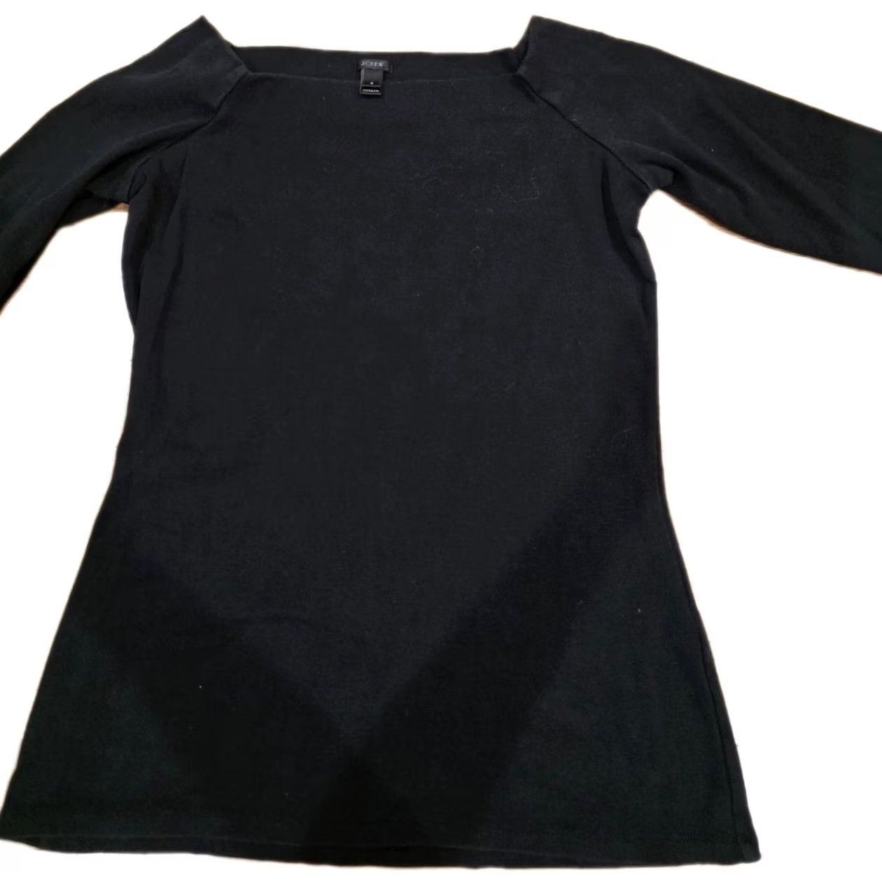J.Crew J.CREW Long Sleeve Top Cotton Black Crew Neck S Small Women Square Neck Dark Black (Pre-owned) Size S / US 4 / IT 40 - 2 Thumbnail