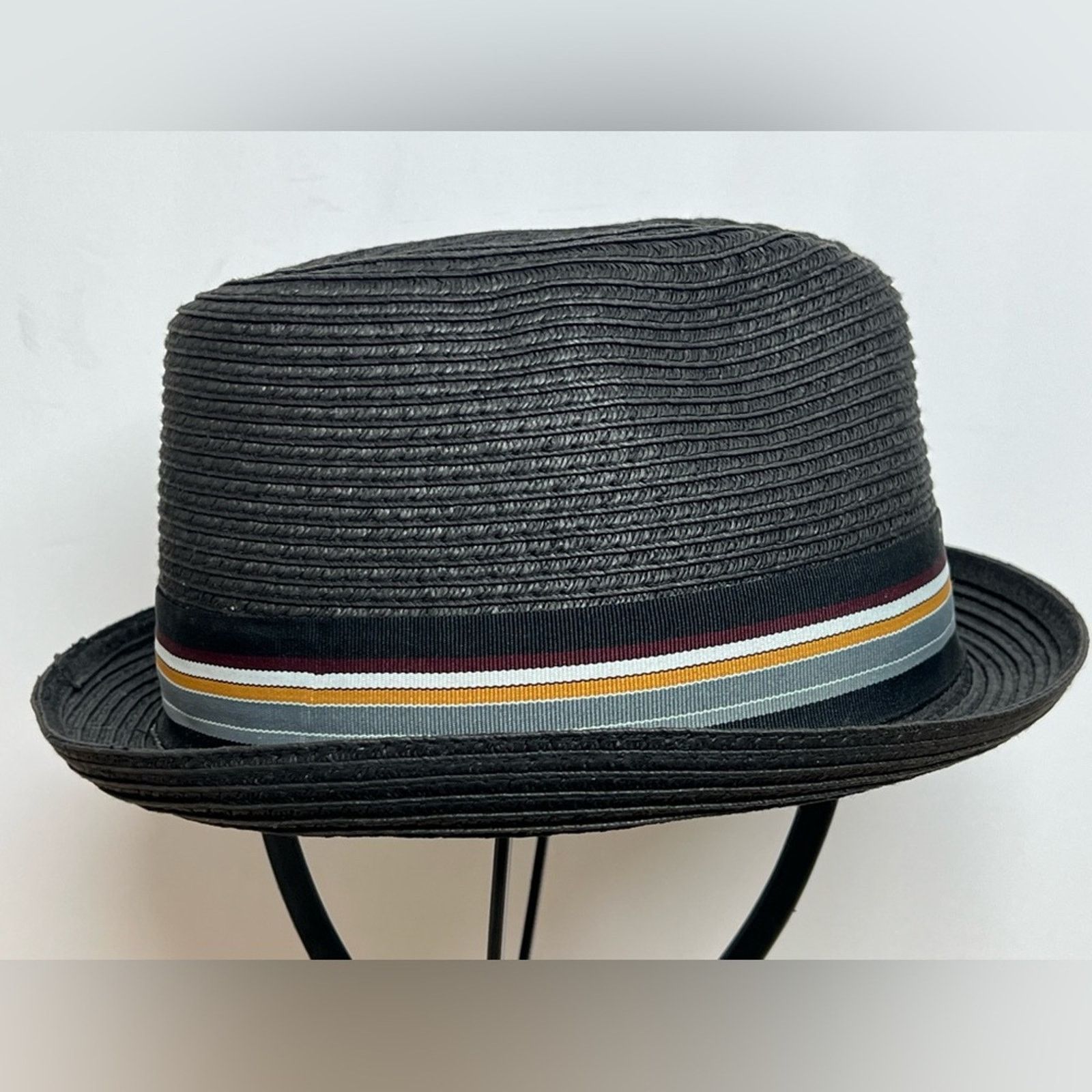 Vintage SCALA Dorfman Pacific Straw Diamond Crown Toyo Fedora Hat L Size ONE SIZE - 4 Thumbnail