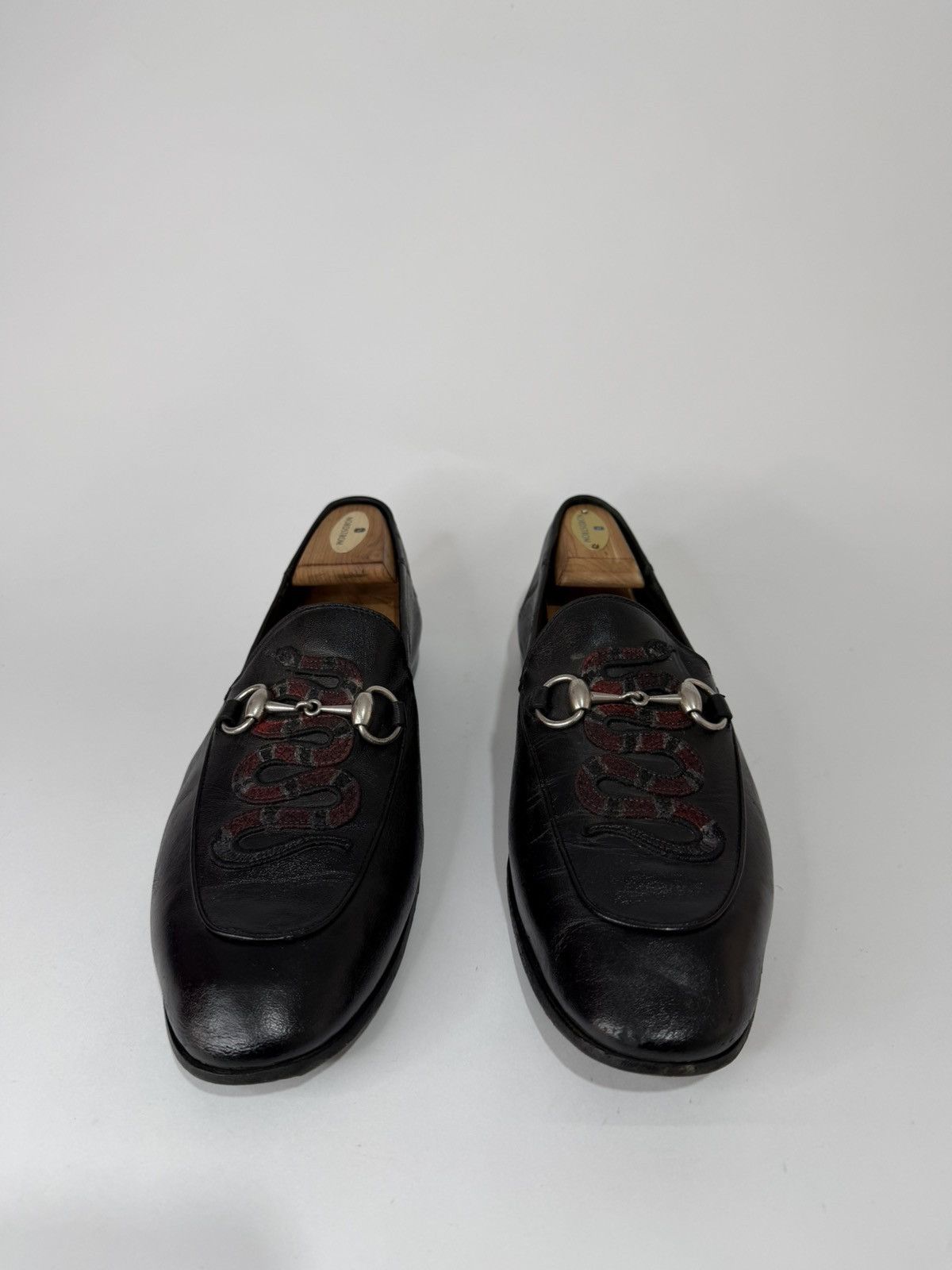 Gucci Gucci Black Leather Embroidered Brixton Horsebit Loafers Size US 9 / EU 42 - 1 Thumbnail